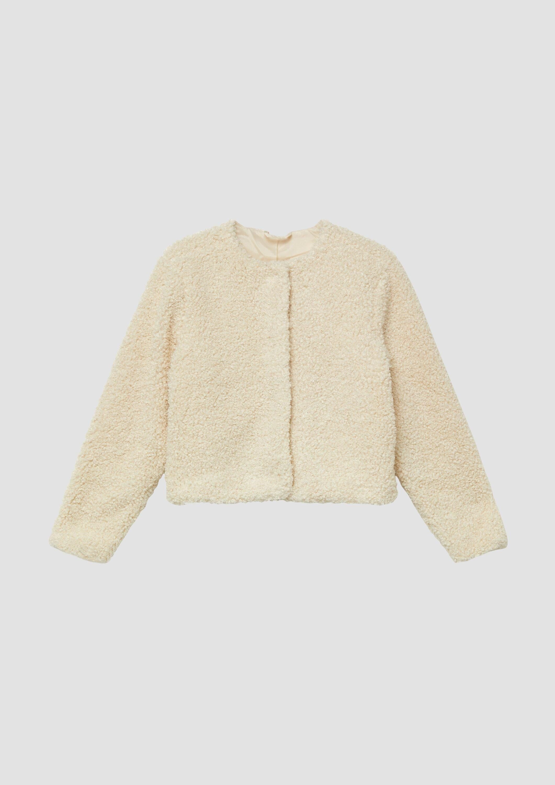 s.Oliver Funktionsjacke Indoor-Jacke Gefütterte Teddyplüsch-Jacke mit Glitzergarn