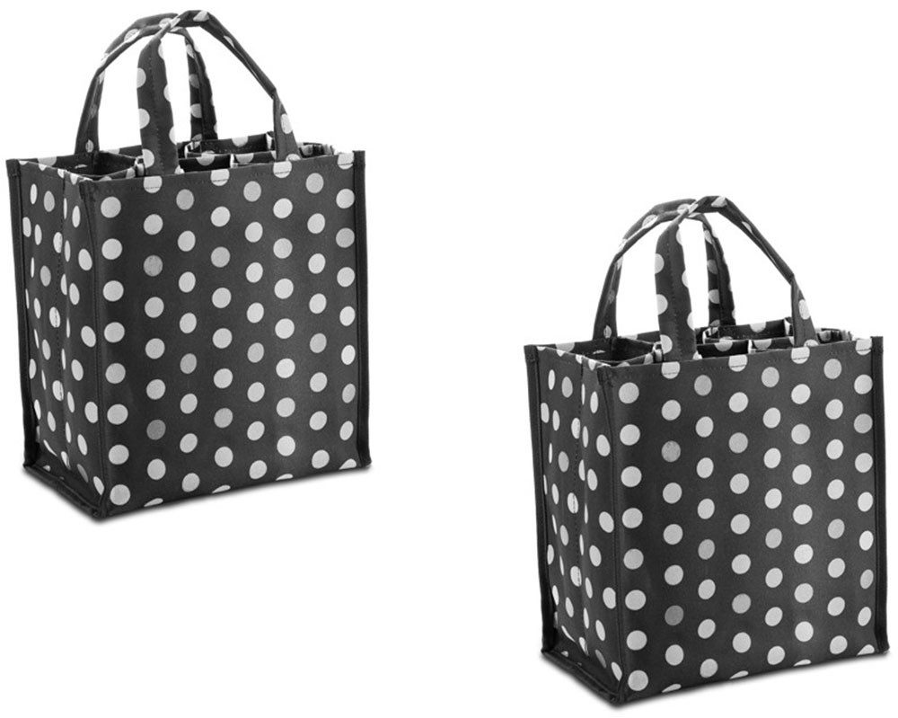 Genius Flaschenkorb Flaschentasche, grau mit weißen Punkten, praktische Tra günstig online kaufen