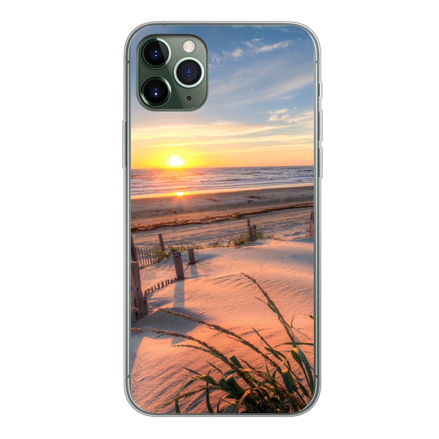 MuchoWow Handyhülle für Apple iPhone 11 Pro Max Strand - Meer - Düne - Sonnenuntergang - L, Smartphone-Bumper, Print, Handy Schutzhülle Dünn