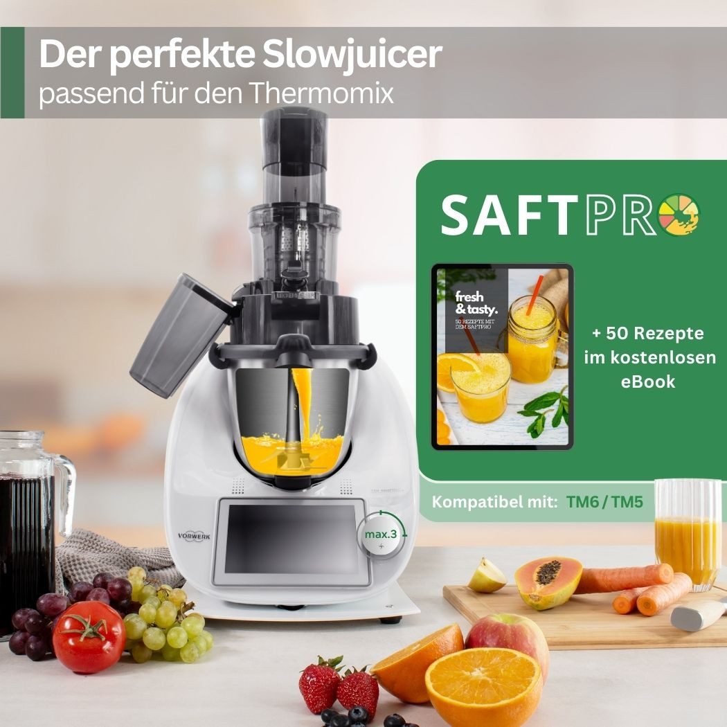 Leckerhelfer - automatisch Lecker Entsafteraufsatz SaftPRO - der Slowjuicer / Entsafter passend für den Thermomix TM5&TM6, Zubehör für Thermomix TM5 & TM6, Kompatibel mit TM5&TM6, BPA-Free