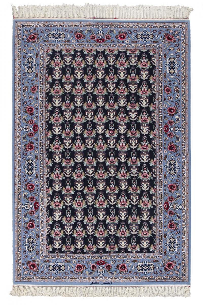 Orientteppich Isfahan Seidenkette 131x194 Handgeknüpfter Orientteppich, Nain Trading, rechteckig, Höhe: 6 mm | Kurzflor-Teppiche