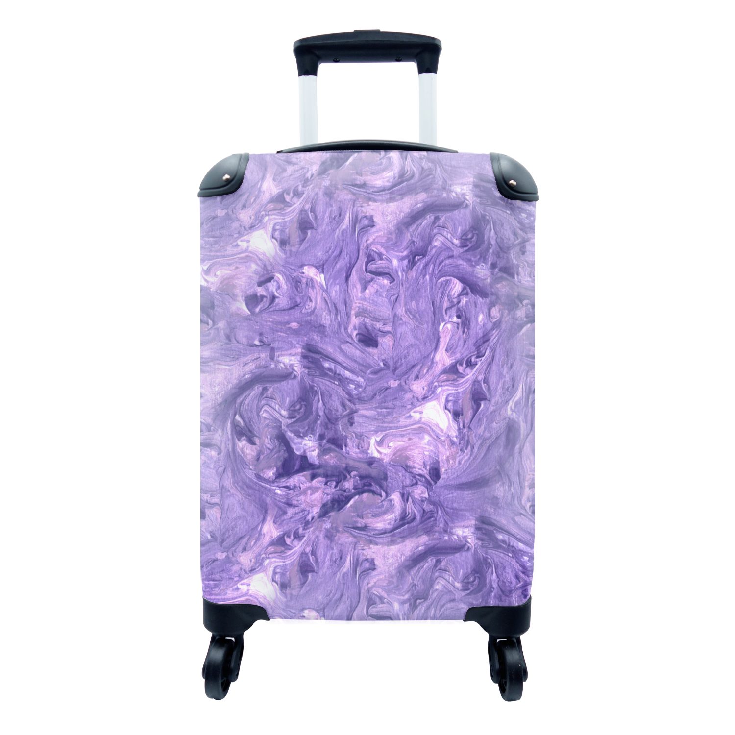 MuchoWow Handgepäckkoffer Violett - Marmor - Muster, 4 Rollen, Reisetasche mit rollen, Handgepäck für Ferien, Trolley, Reisekoffer