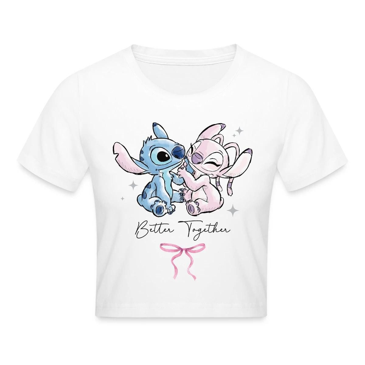 Spreadshirt T-Shirt Lilo & Stitch, Angel Und Stitch Better Together Crop Top (1-tlg)