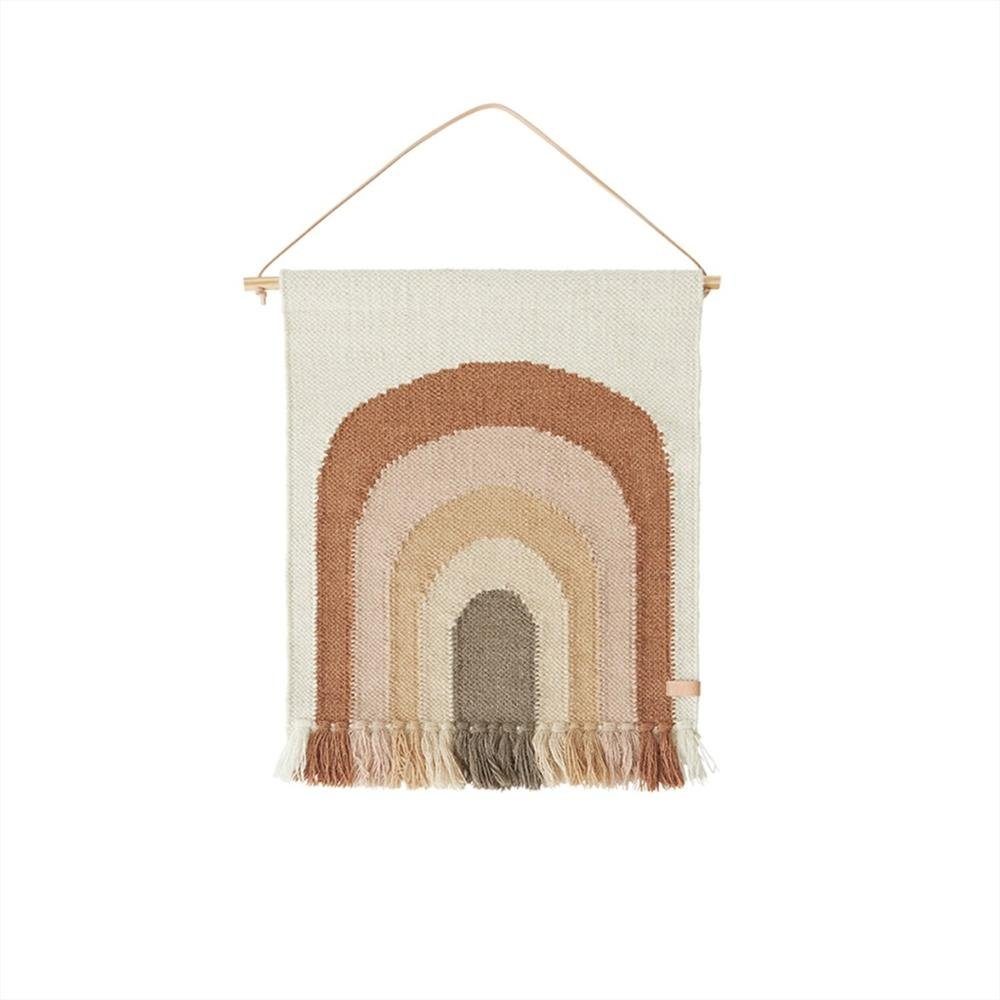 Wandteppich Follow The Rainbow Mini Wall Rug, OYOY, 69 x 55 cm Baumwolle Wolle Regenbogen Wanddeko
