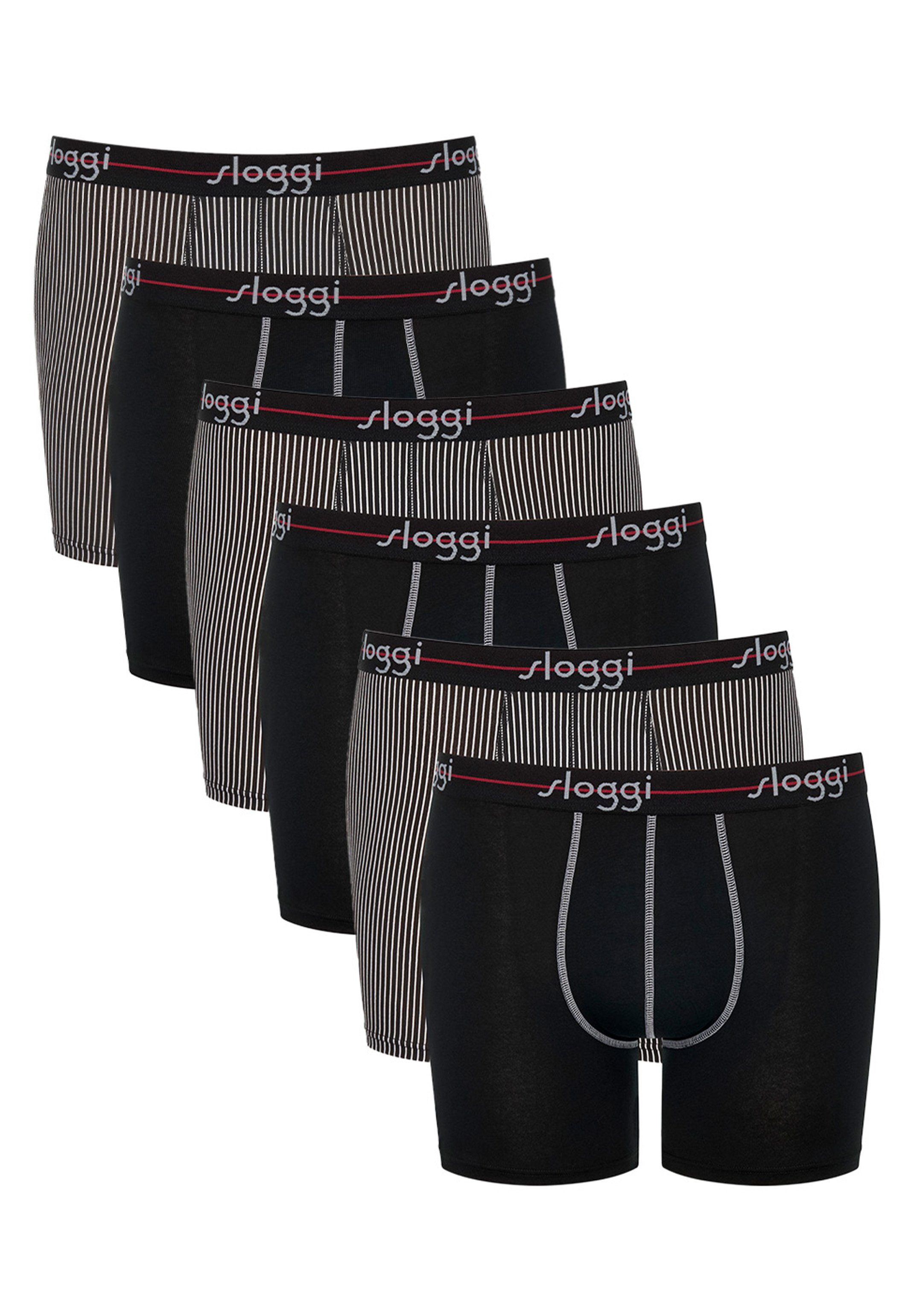 Sloggi Retro Boxer 6er Pack Start (Spar-Set, 6-St) Long Short / Pant - Baumwolle - Ohne Eingriff - Red - Dark combination
