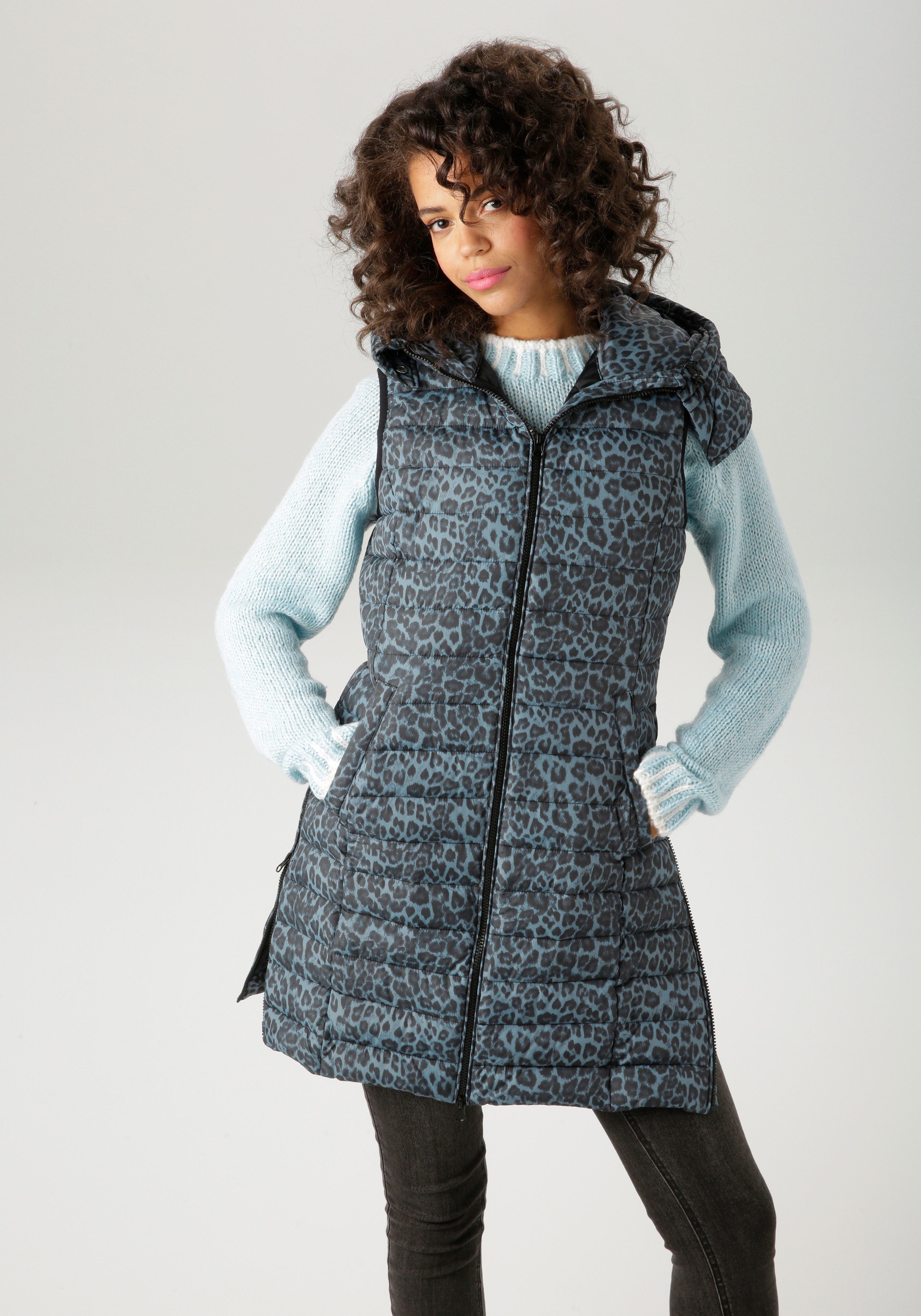 Aniston CASUAL Steppweste im extravaganten Leo-Muster günstig online kaufen