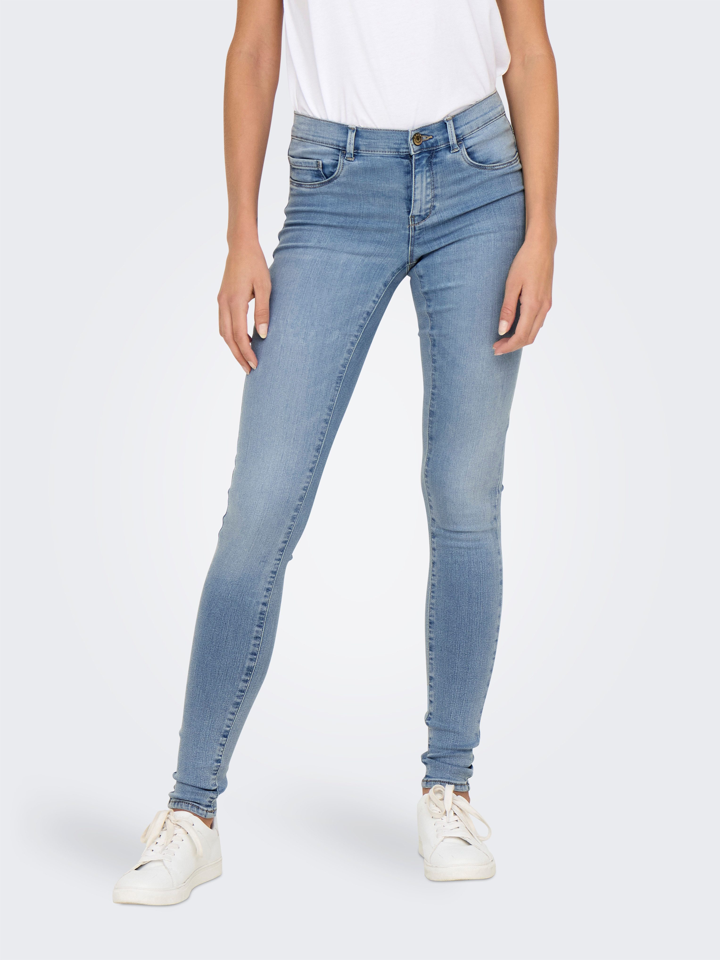 ONLY Skinny-fit-Jeans ONLRAIN LIFE REG SKINNY DNM mit Gürtelschlaufen. Reduzierter Preis € 19,99. Unverbindliche Preisempfehlung € 29,99