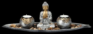 Figuren Shop GmbH Teelichthalter Buddha Figur - 2er Teelichthalter Deko Set - Mythologie Dekoschale
