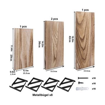 OKWISH Wandregal 4er Set Wandregale Schweberegal Bücherregal Hängeregal Wand Regal Holz, Wandboard Badezimmerregal Schweberegale Bücherregale Hängeregale 4-tlg., Massivholz Regale Küche Wohnzimmer Schlafzimmer Pflanzen CDs Deko usw