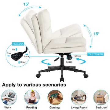 XDeer Bürostuhl Rollstuhl Bürostuhl höhenverstellbar Cross Legged Komfortable, Computer Stuhl für Wohnzimmer, Vanity Accent Chair