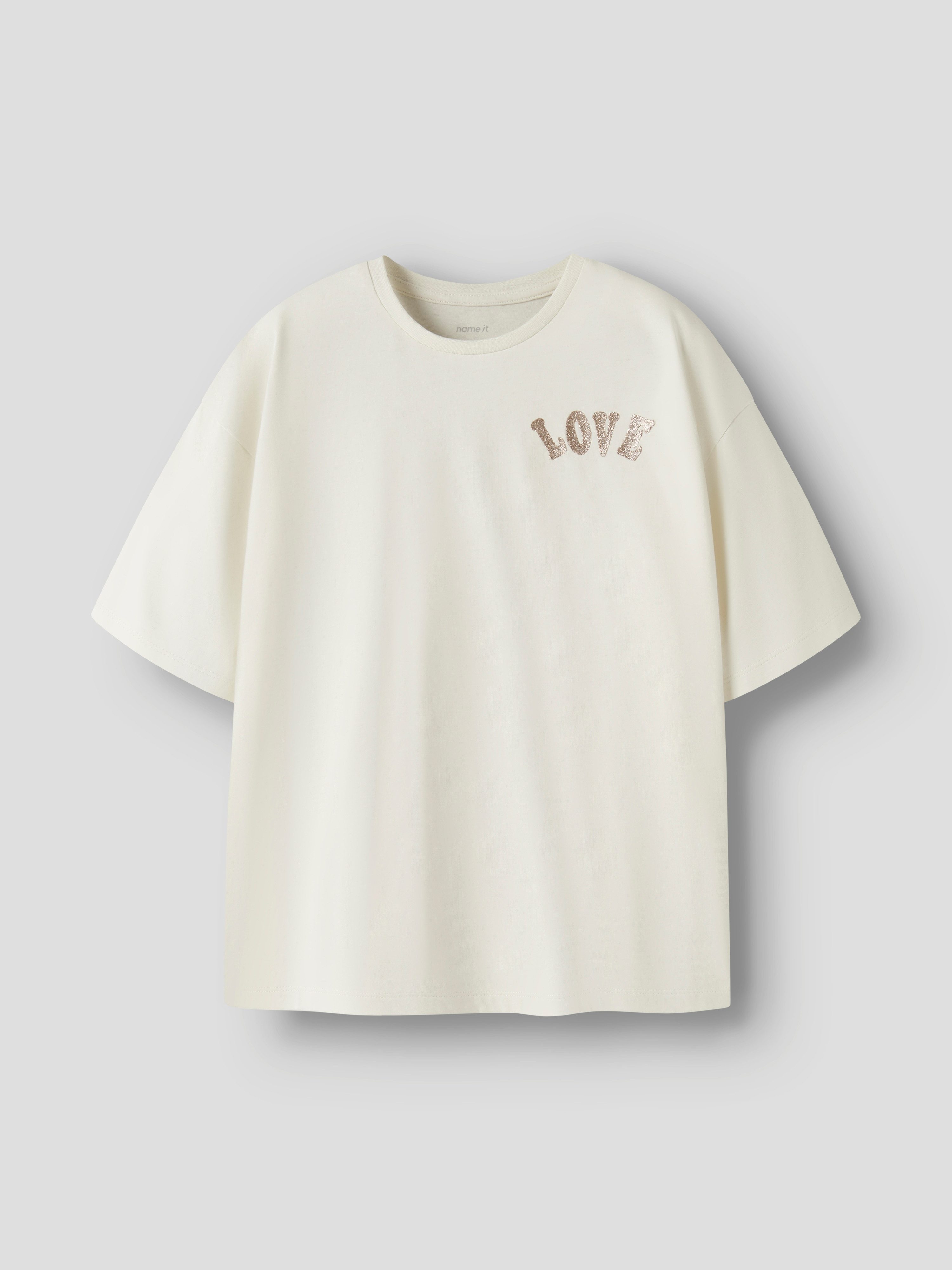 Name It Kurzarmshirt NKFKALI SS RLX TOP PS NOOS Baumwolle, mit Rückenprint und Glitzer