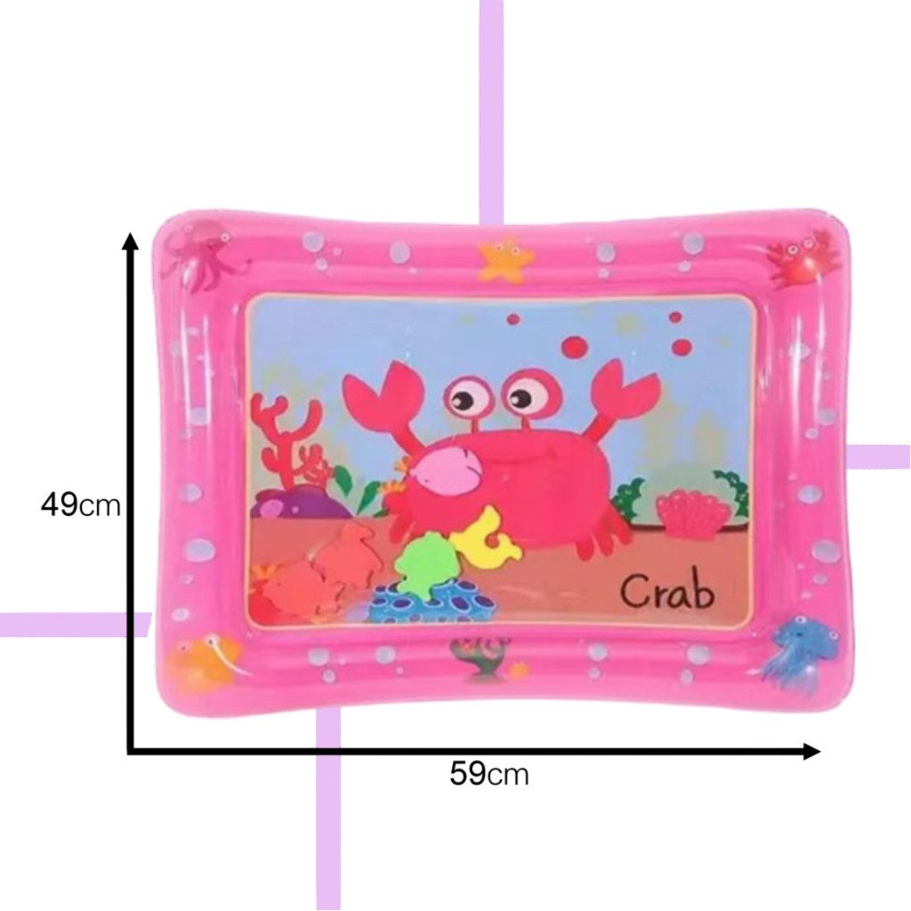 Ikonka Spielmatte XXL Baby Wassermatte Babykrabbe – Aufblasbares Sensorisches Spielzeug (Baby Wasserspielmatte Set, 1x Wasserspielmatte für Babys), Aufblasbare Wasserspielmatte für Babys mit bunten Wassertieren
