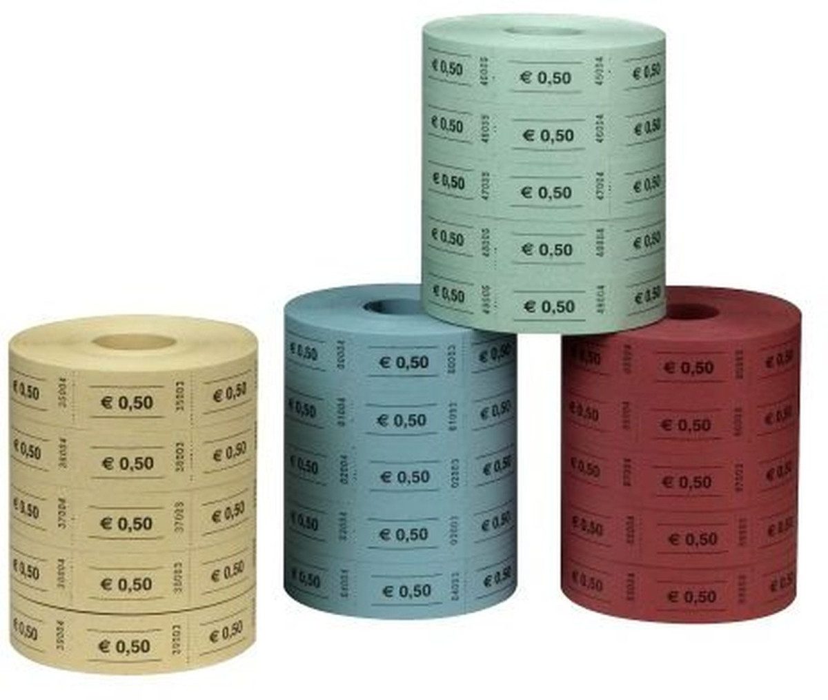Formularblock Wertmarken EUR 0,50 5x1000 Stück blau/rot/gelb/grün.