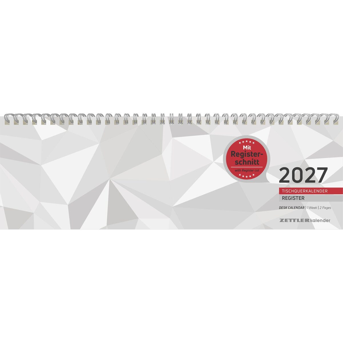 ZETTLER Schreibtischkalender Tischquerkalender 166 32x10,5cm 1 Woche/2 Seiten Register 2027