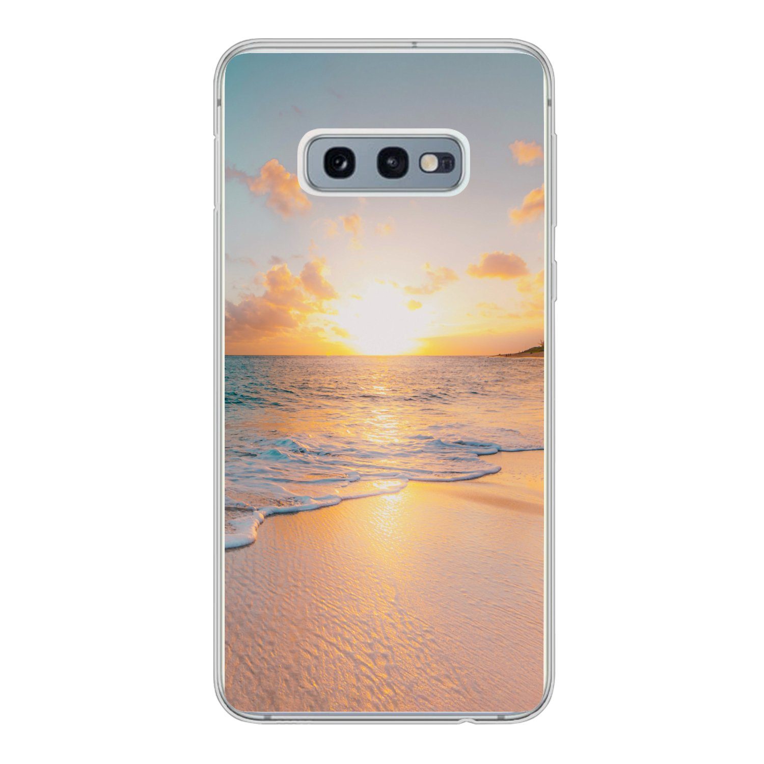 MuchoWow Handyhülle für Samsung Galaxy S10e Sonnenuntergang - Strand - Meer - Sommer - Bla, Phone Case, Silikon, Schutzhülle Dünn