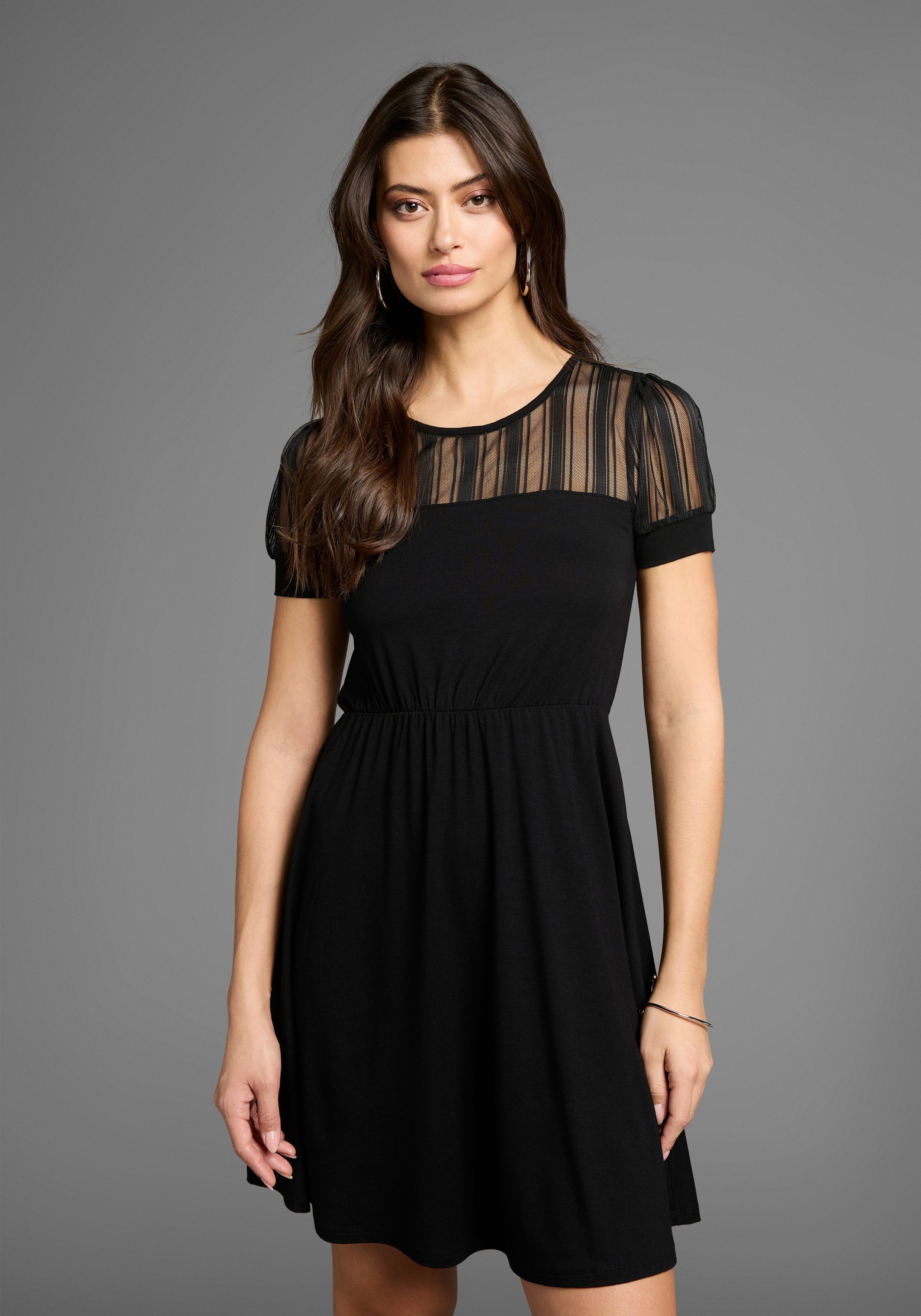 Laura Scott Sommerkleid mit gestreiften Mesh-Einsatz günstig online kaufen