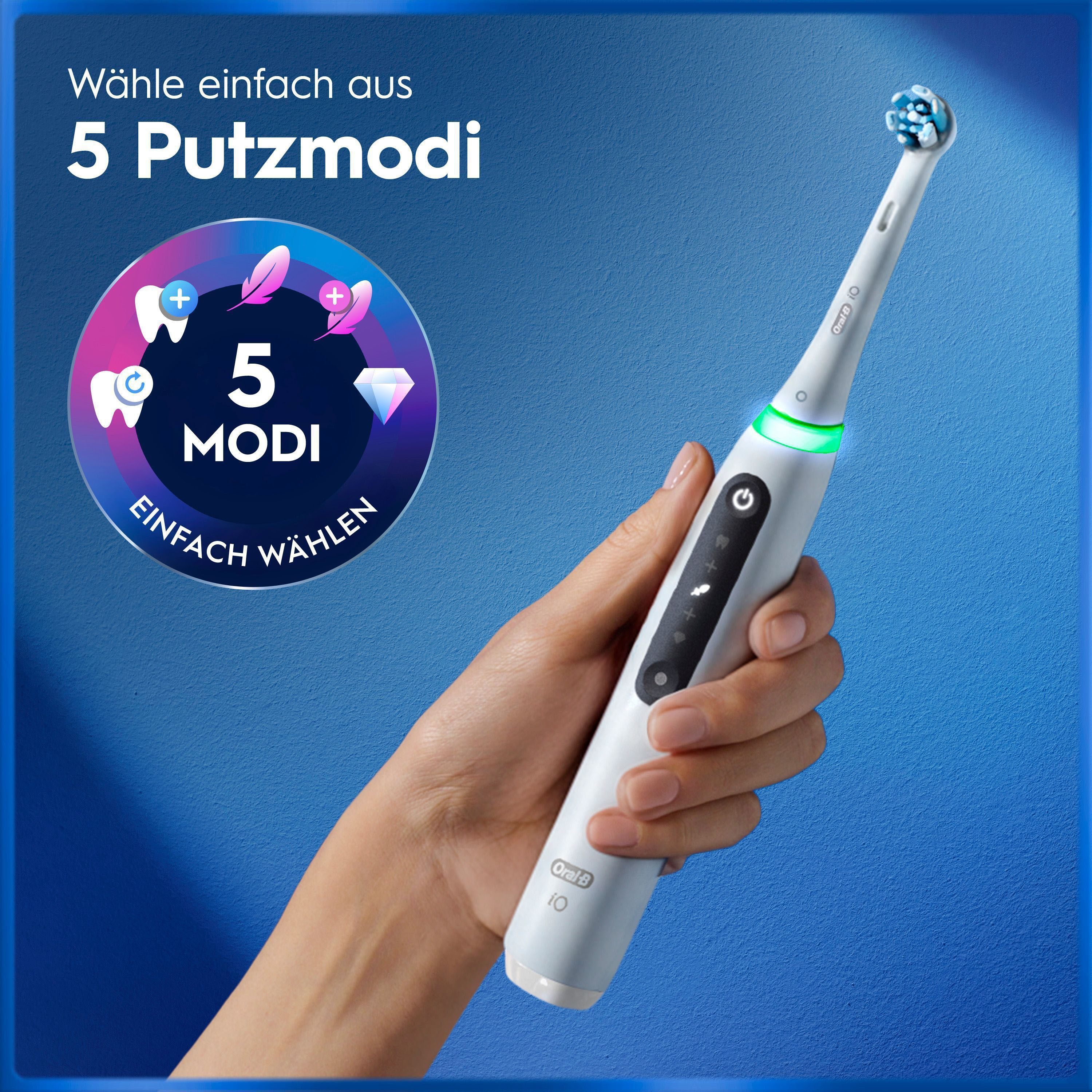 Oral-B Elektrische Zahnbürste Oral-B iO Series 5, Aufsteckbürsten: 1 St., 1 Aufsteckbürste, Langanhaltender Akku, Reise-Etui, Aufsteckbürstenhalter