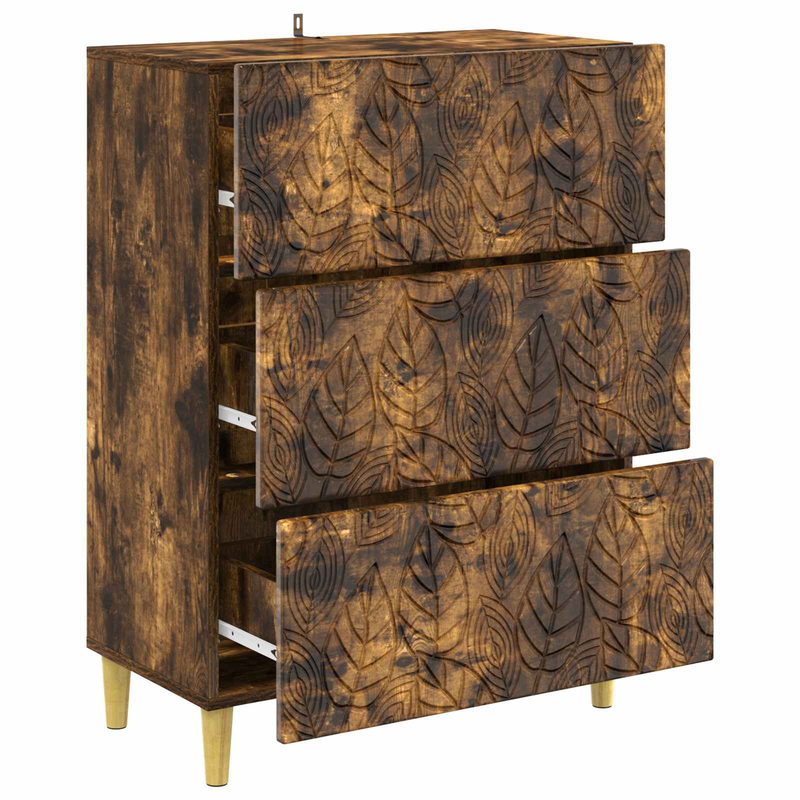 vidaXL Kommode 66 x 34,5 x 90 cm Kommode Schubladenschrank Sideboard Geräucherte Eich