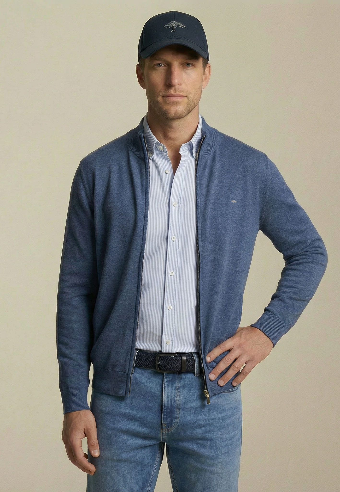 FYNCH-HATTON Strickjacke bequeme Passform, mit Stehkragen, mit Eingrifftaschen