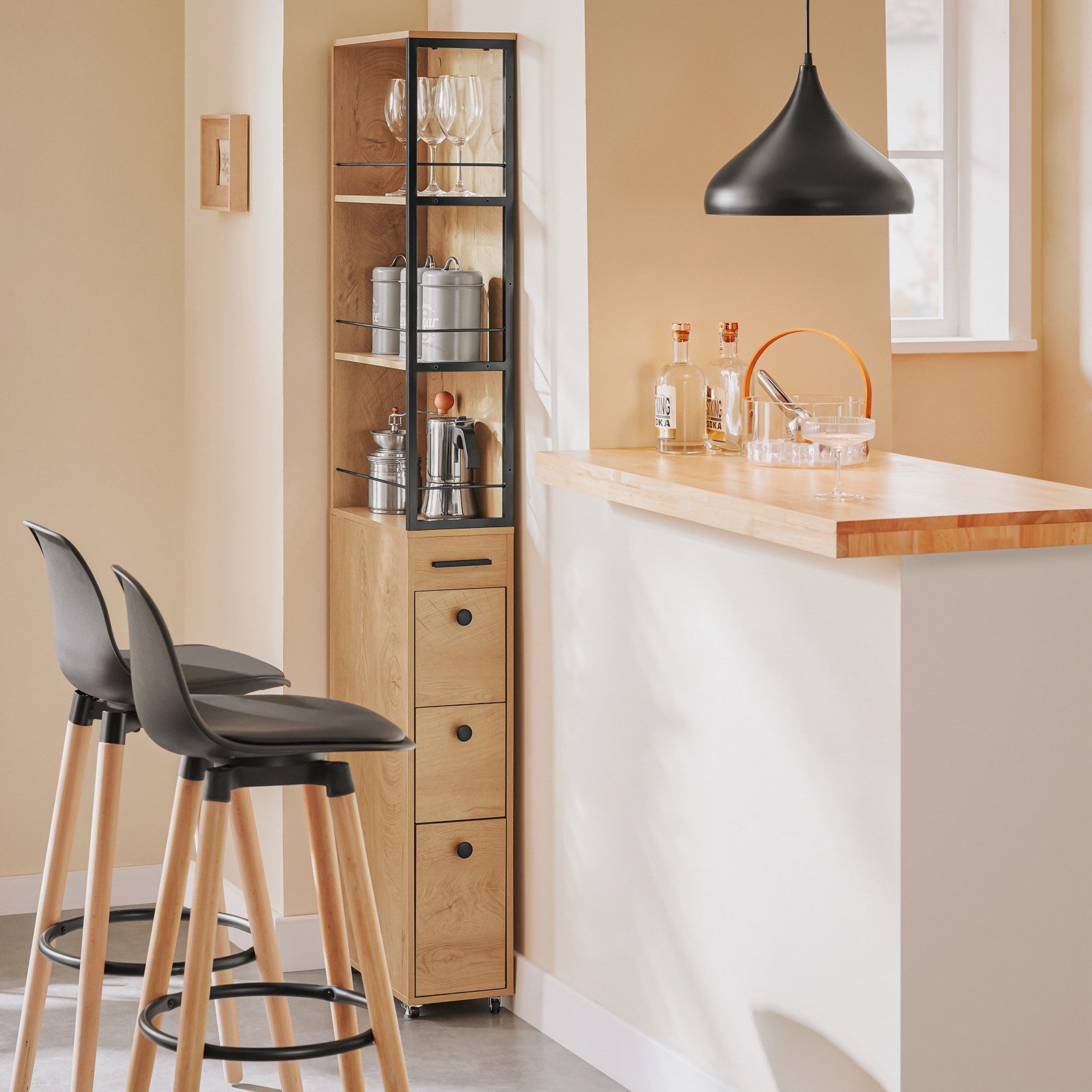 SoBuy Hochschrank NSR13, Küchenwagen, Badrollwagen, Badezimmerregal, Schmal günstig online kaufen