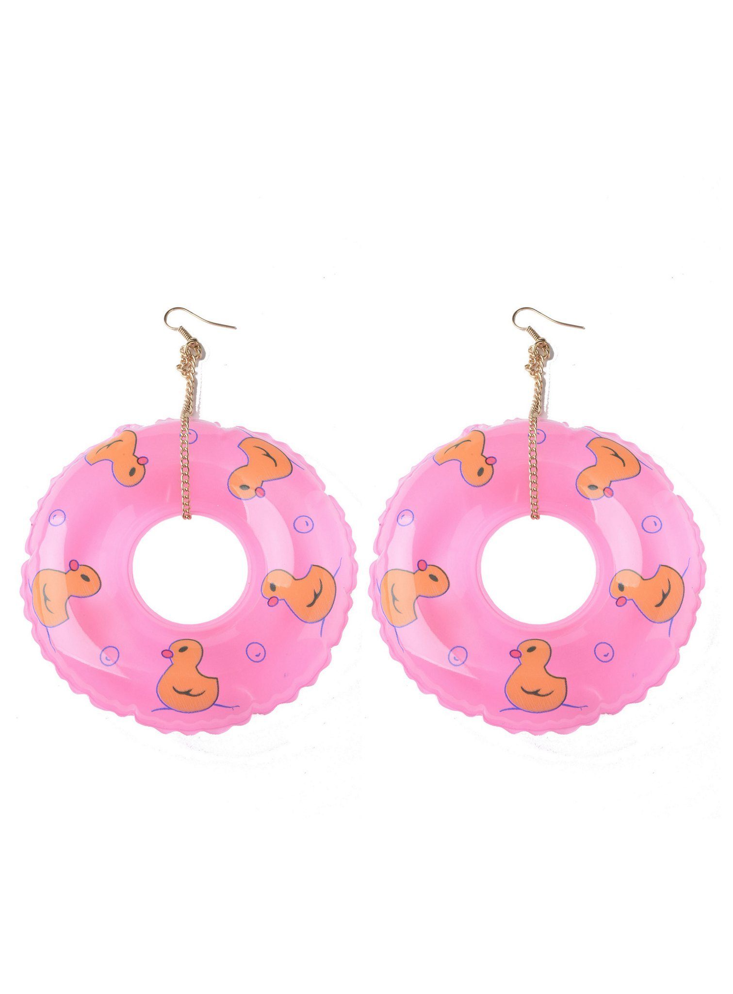 Paar Ohrhaken Schwimmreifen Ohrringe pink