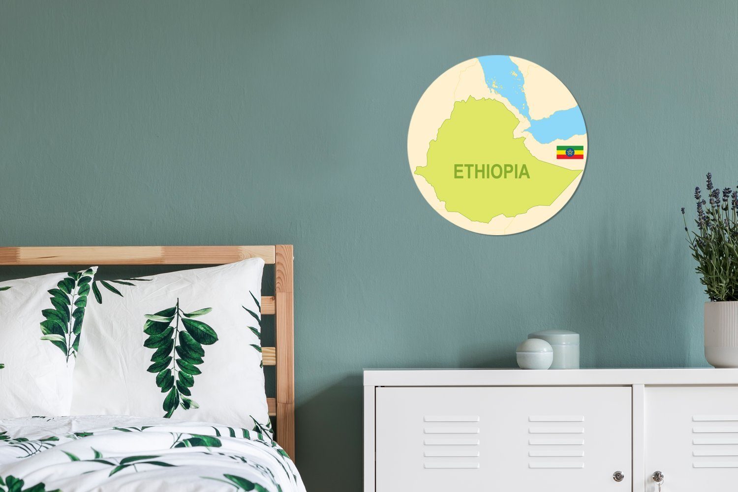 MuchoWow Wandsticker Illustration von Äthiopien Kinderzimmer, Grün Tapetenkreis Tapetenaufkleber, für Wohnzimmer in St), (1 Rund
