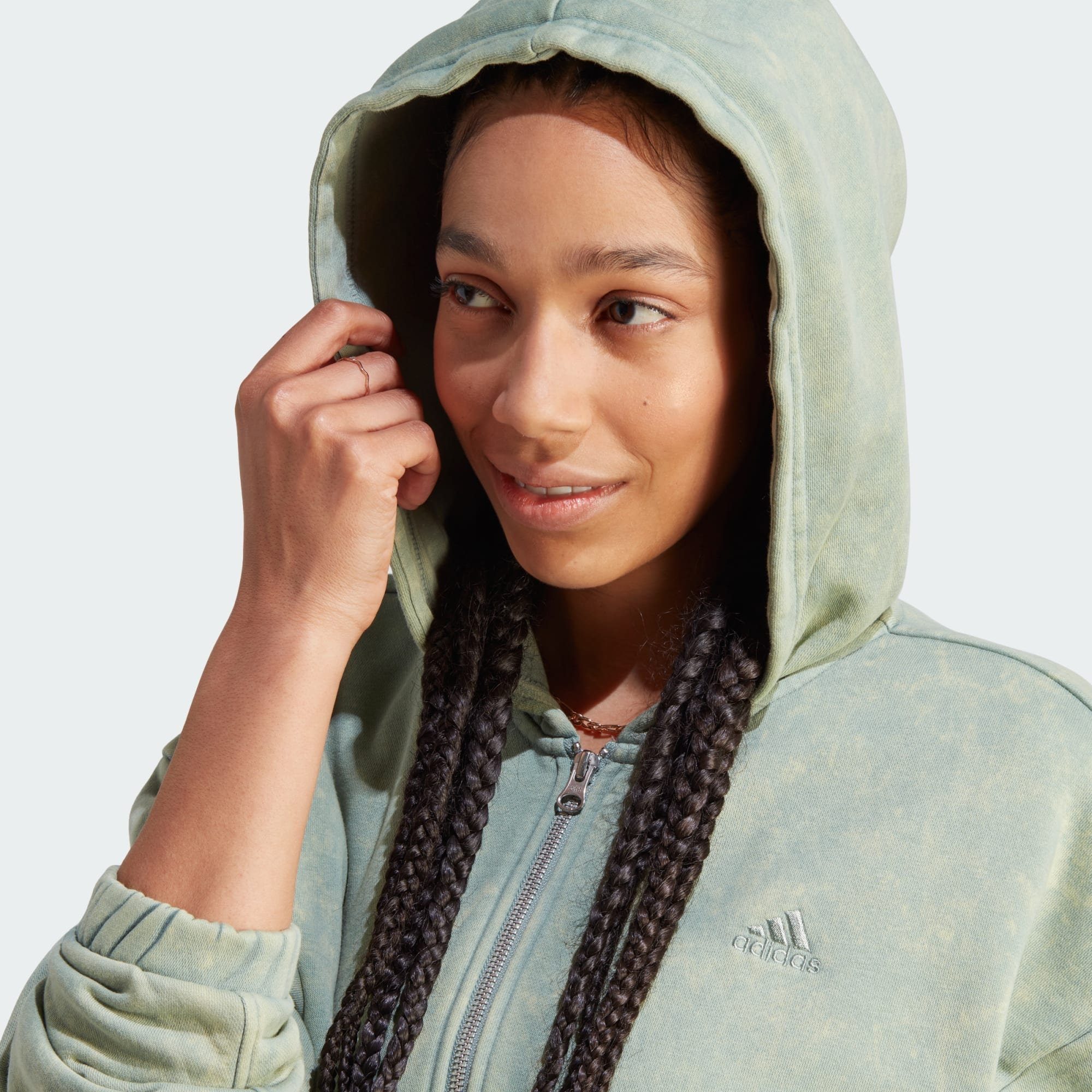 SZN Hoodie KAPUZENJACKE adidas ALL Sportswear Silver Green WASHED