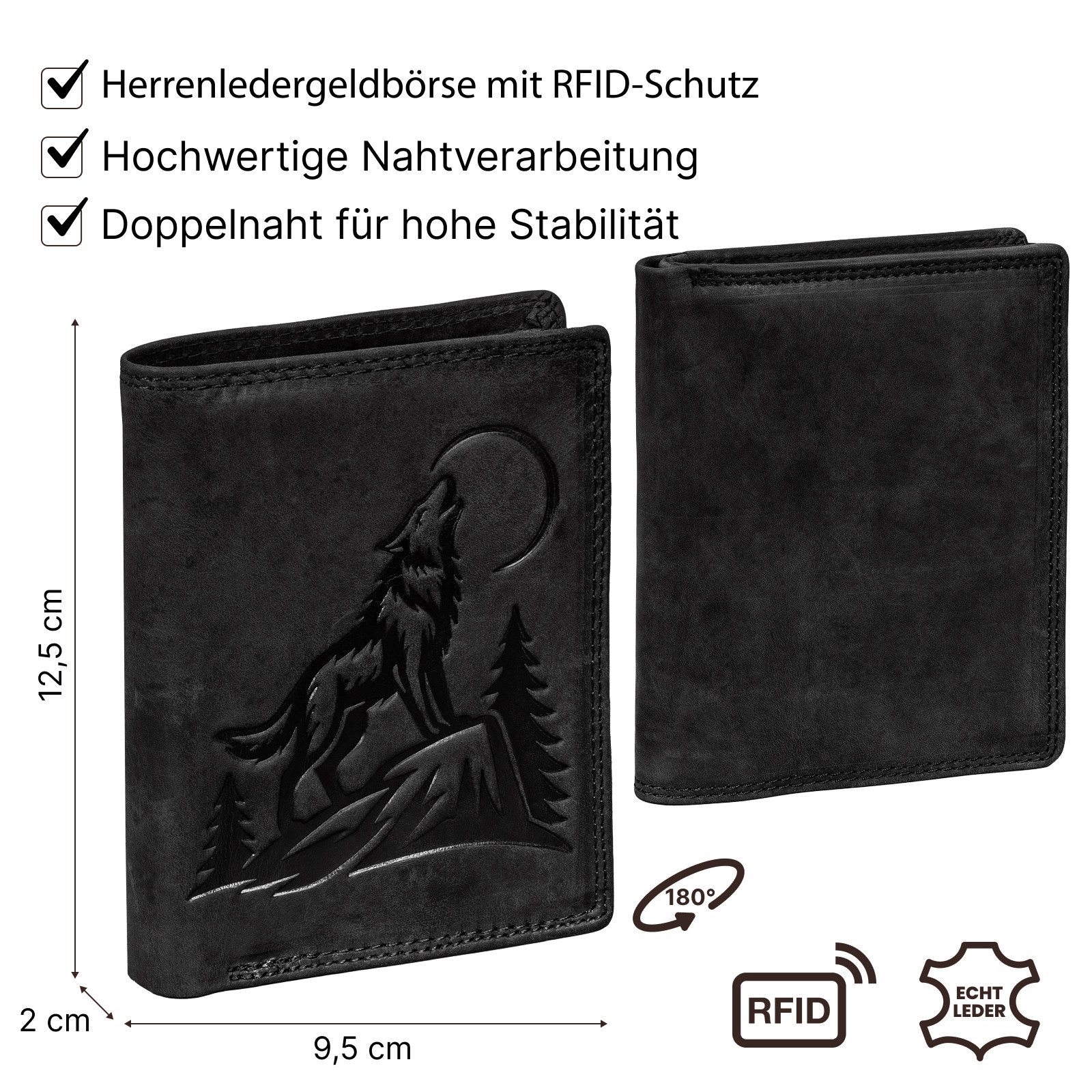 EAAKIE Geldbörse RFID Büffel Echt Leder Geldbörse Portemonnaie Herren mit Motiv, RFID Schutz