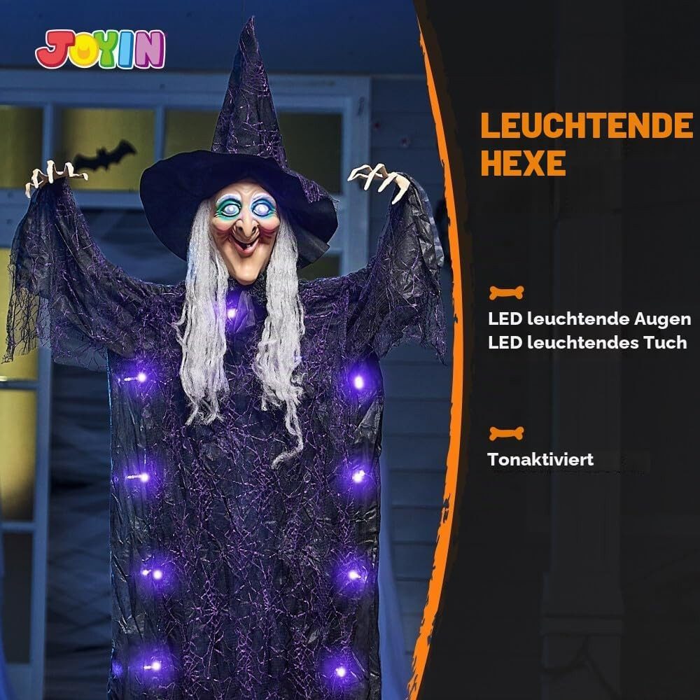 JOYIN Hängedekoration JOYIN 182 cm Hängegeist Halloween Deko mit leuchtenden Augen – Bild 4 von 5