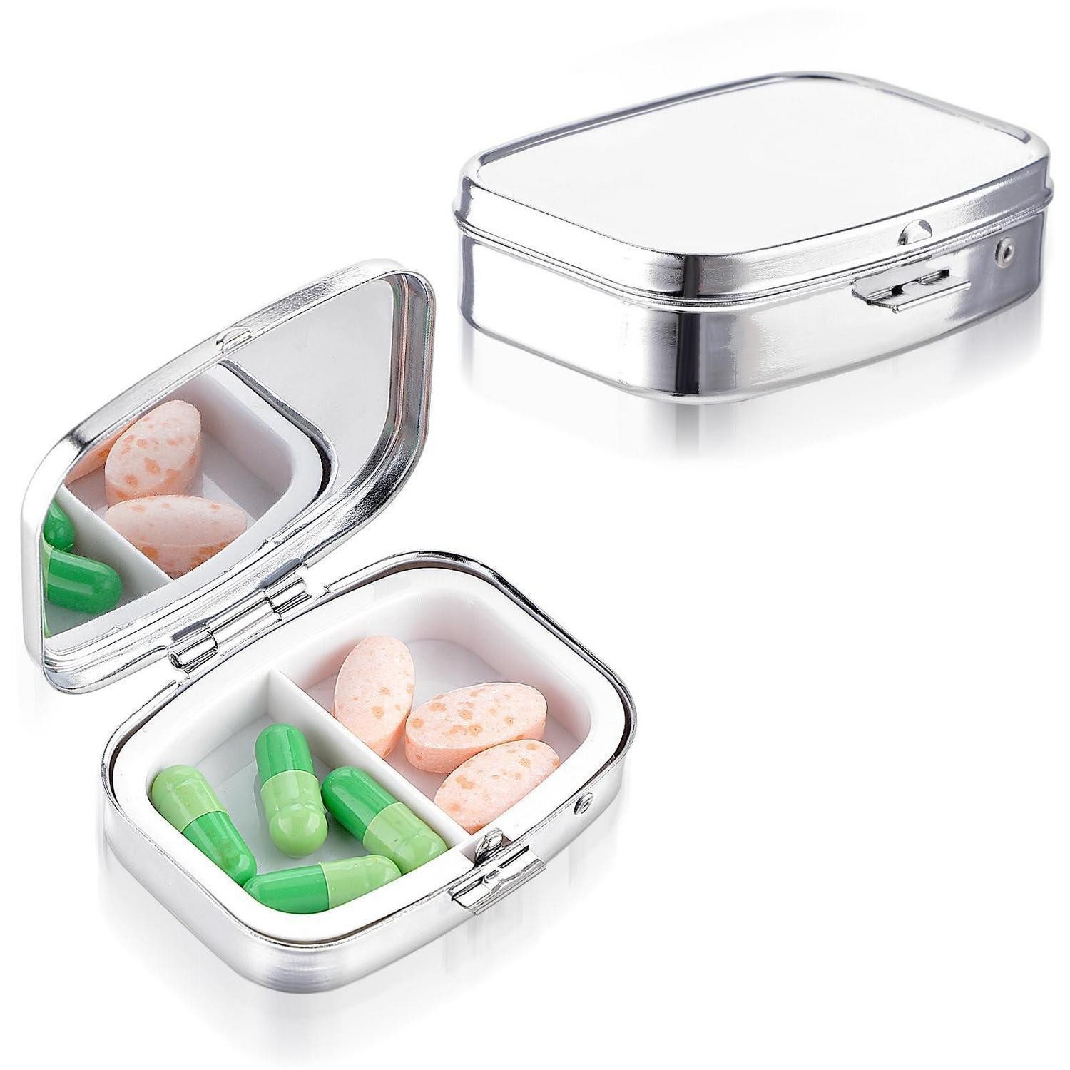 LuxusKollektion Pillendose Pillendose Reise-Organizer Edelstahl 2 Fächer (1 St)