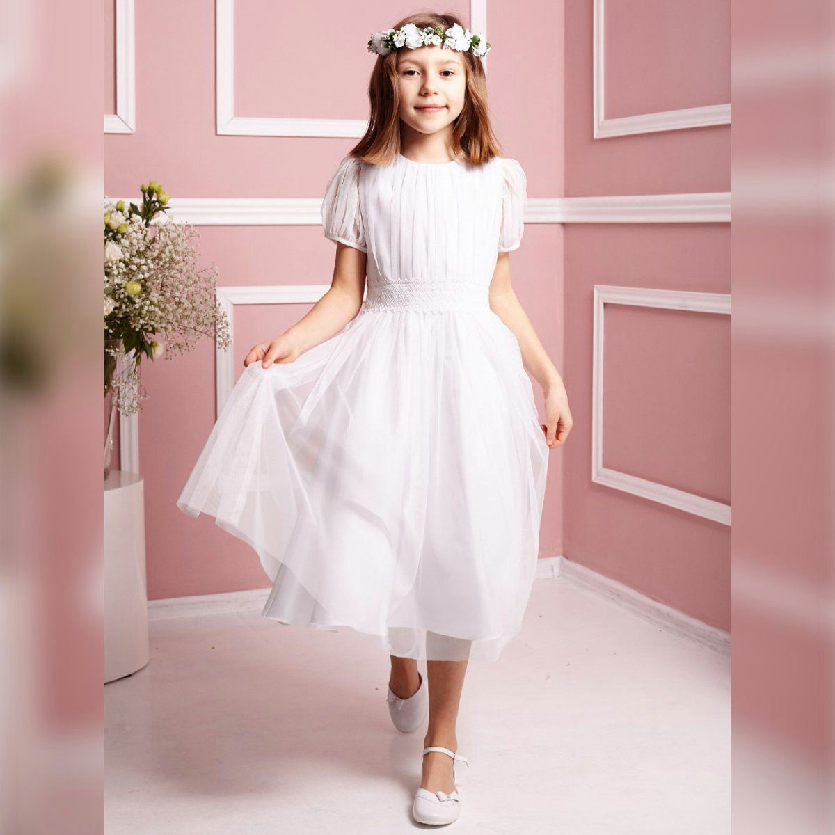 Dalary Partykleid Kommunionkleid ByStep Dalary DK-407 Weiß