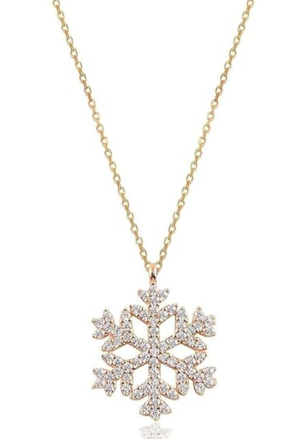 Einzelstück Charm-Kette Snow Crystal Halskette mit Schneeflocke Anhänger 925 Sterling Silber