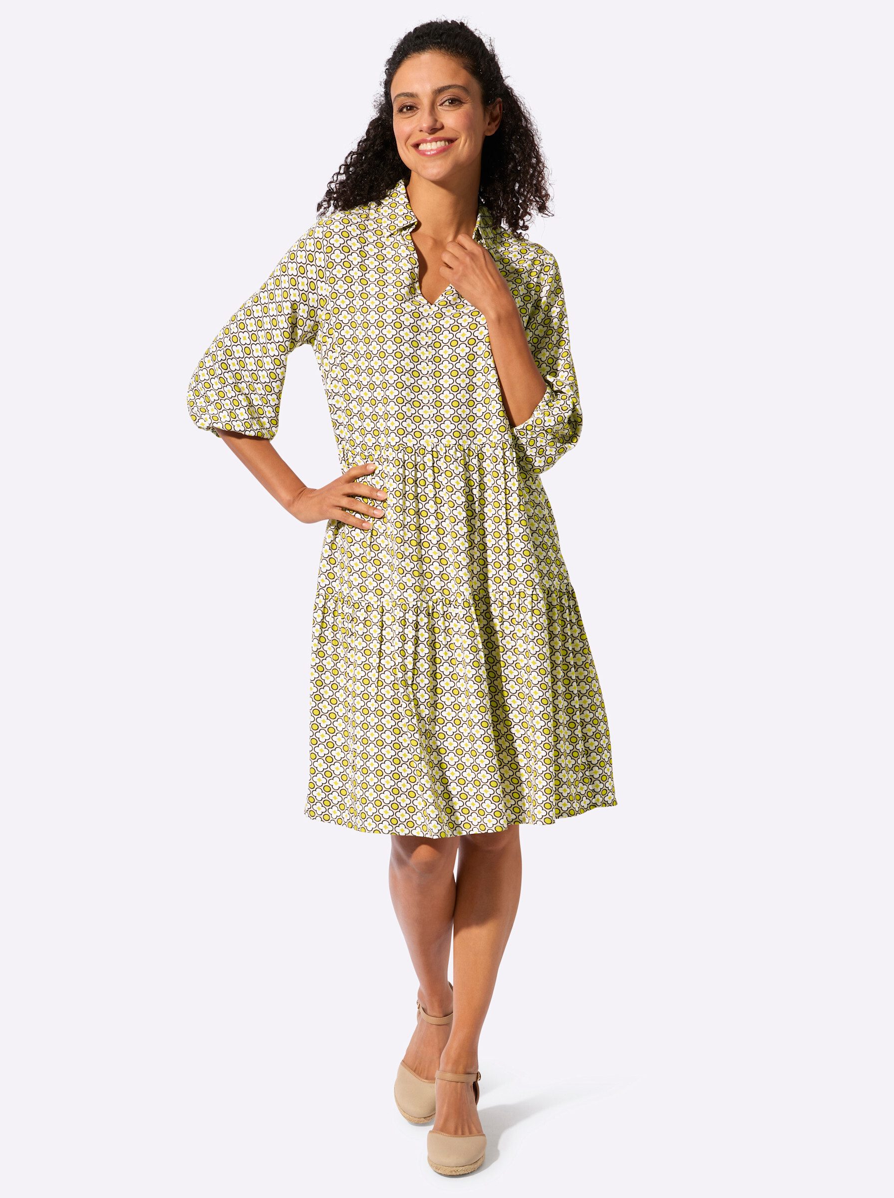 Etuikleid Druck-Kleid 3/4-Arm