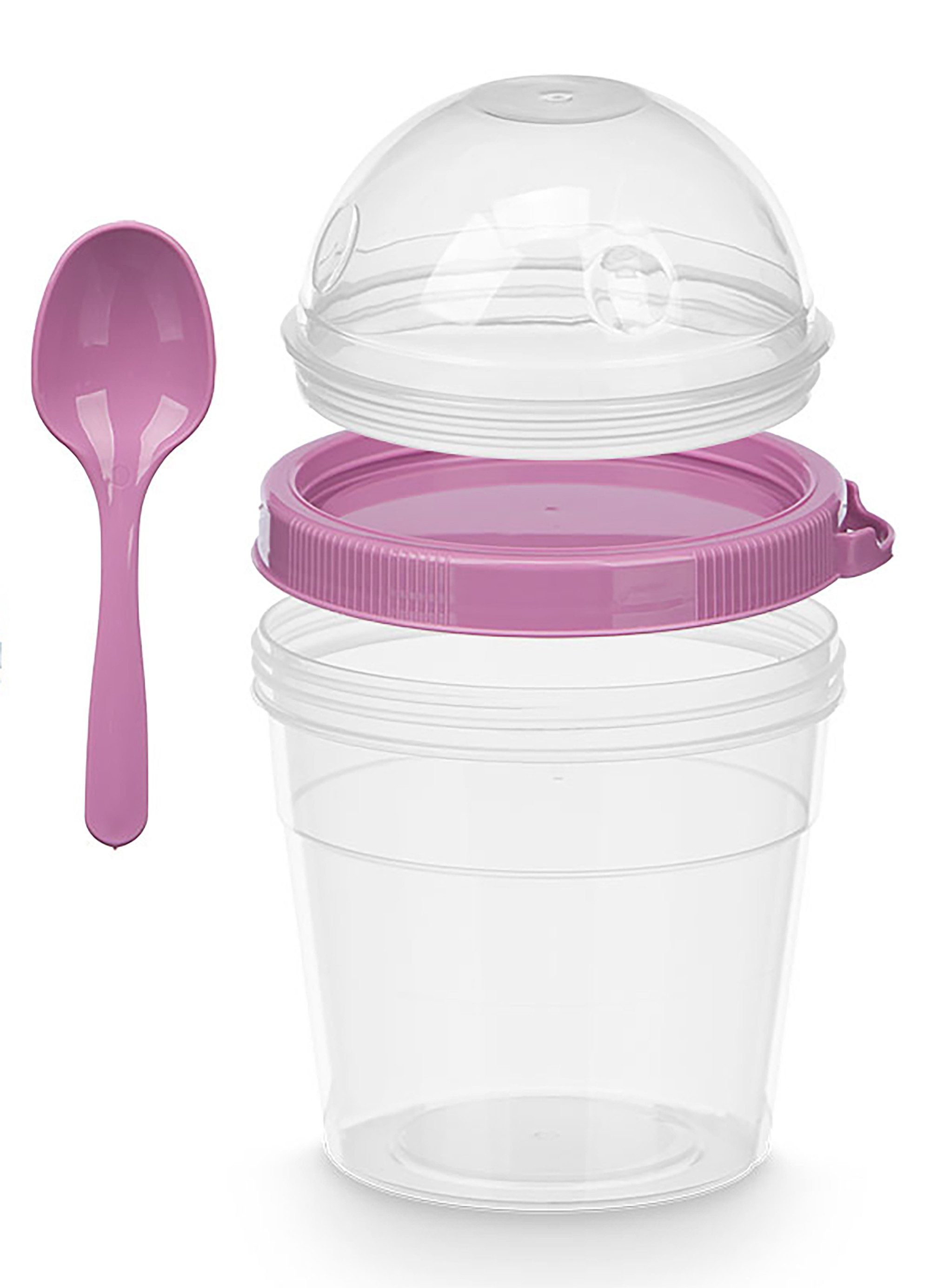 Müslibox MÜSLIBECHER + Löffel Deckel 500ml Müsli Früchtebecher 80 (Lila)