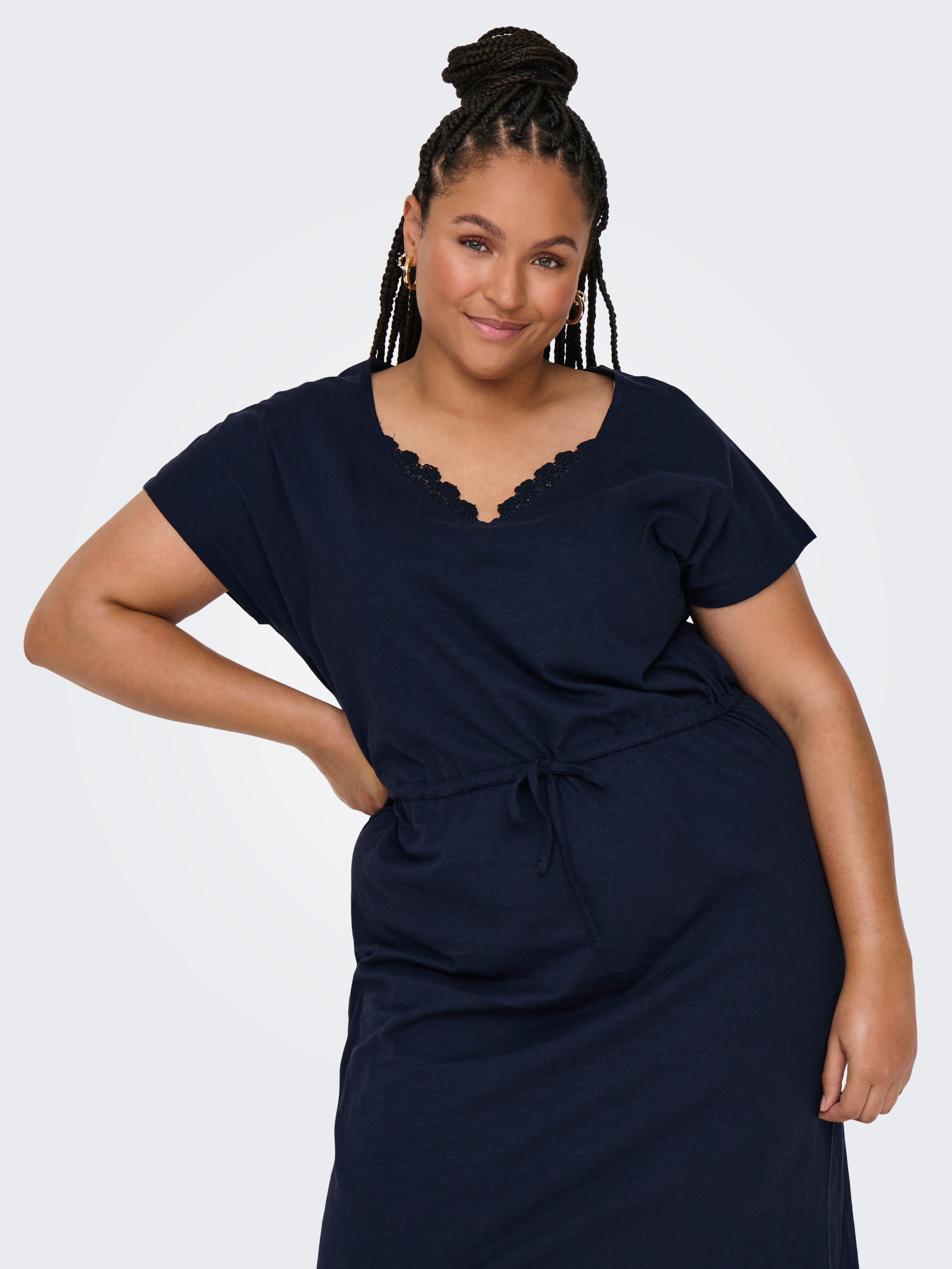 ONLY CARMAKOMA Jerseykleid CARLILA S/L V-NECK günstig online kaufen