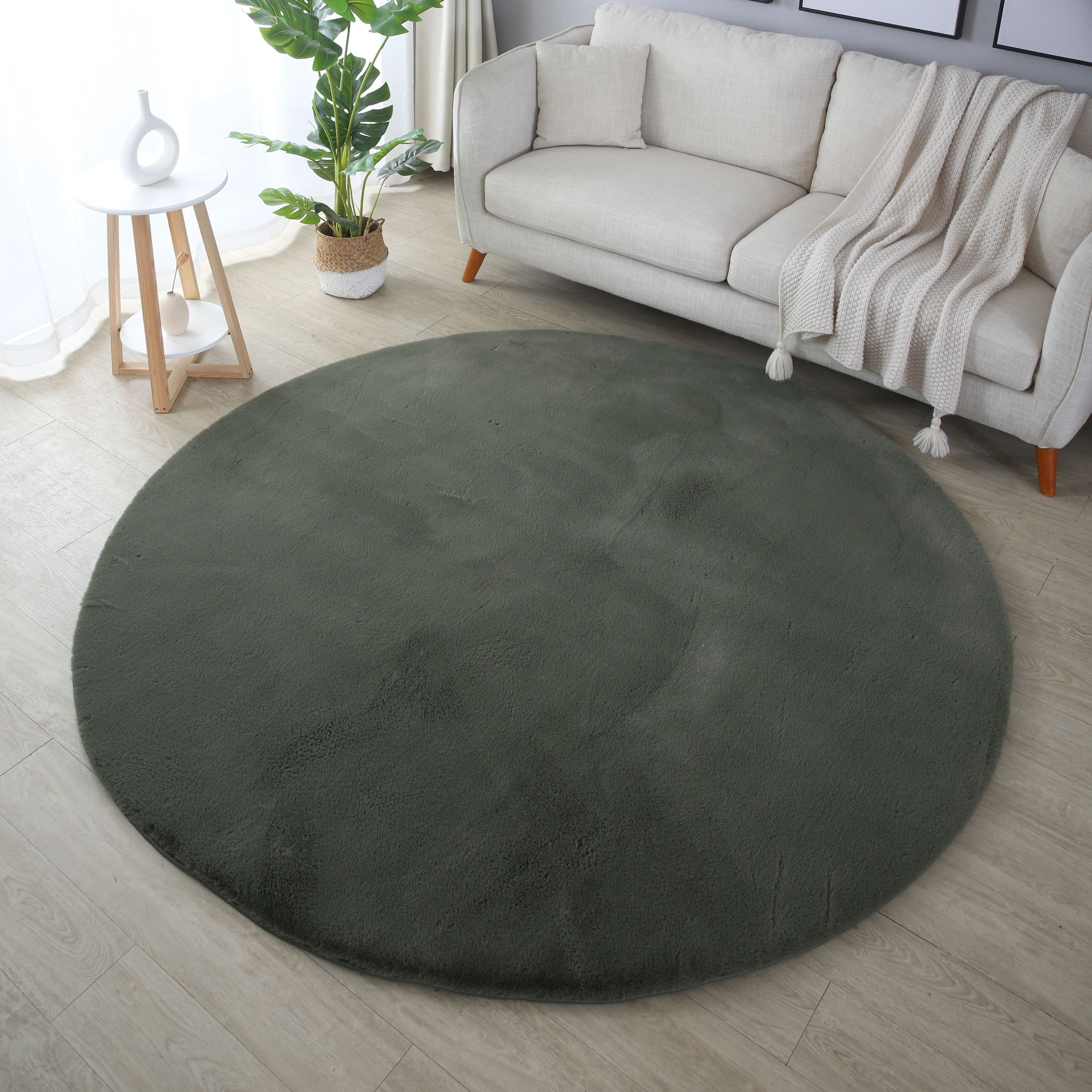 Carpettex Hochflor-Teppich Unicolor - Einfarbig, Rund, günstig online kaufen