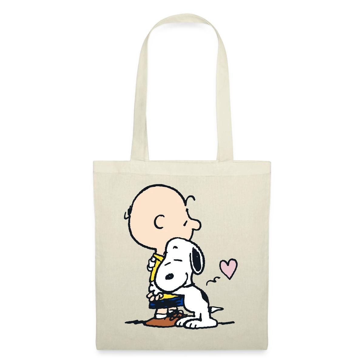 Spreadshirt Henkeltasche Peanuts Snoopy Umarmt Charlie Brown Stoffbeutel (1-tlg)