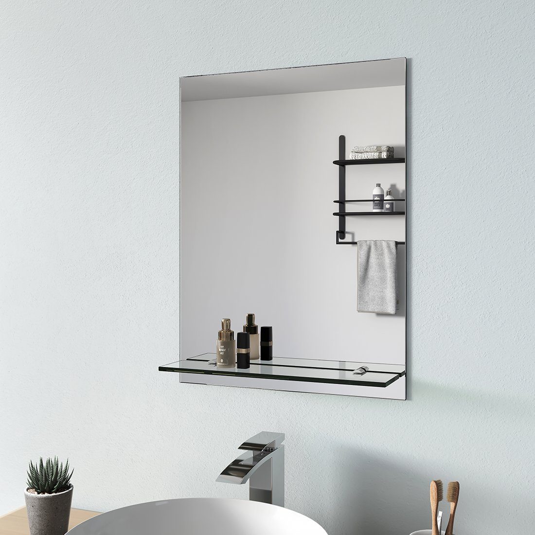 S'AFIELINA Badspiegel Wandspiegel mit Ablage Badezimmer Spiegel