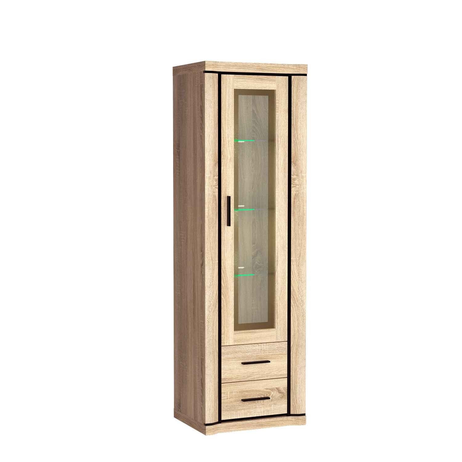 Masseno Glasvitrine Vitrinenschrank MALAGA 192 x 58 cm braun