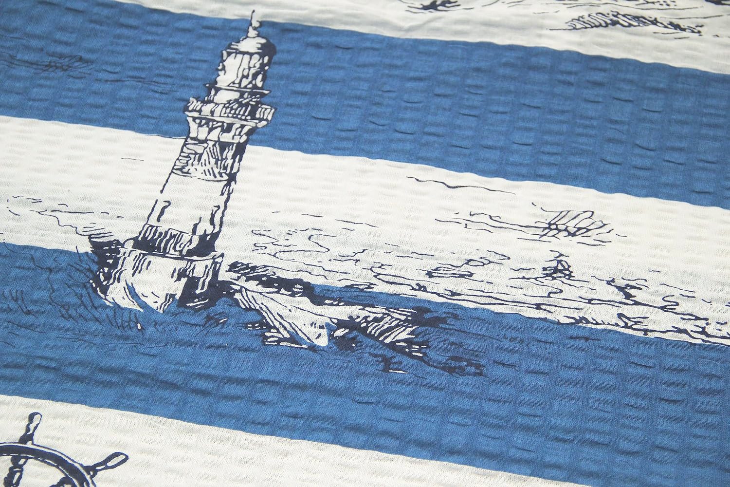 Heubergshop Bettwäsche, Seersucker, 2 teilig, 135x200cm + 80x80cm Leuchtturm Maritime Anker 100% Baumwolle (736-2)