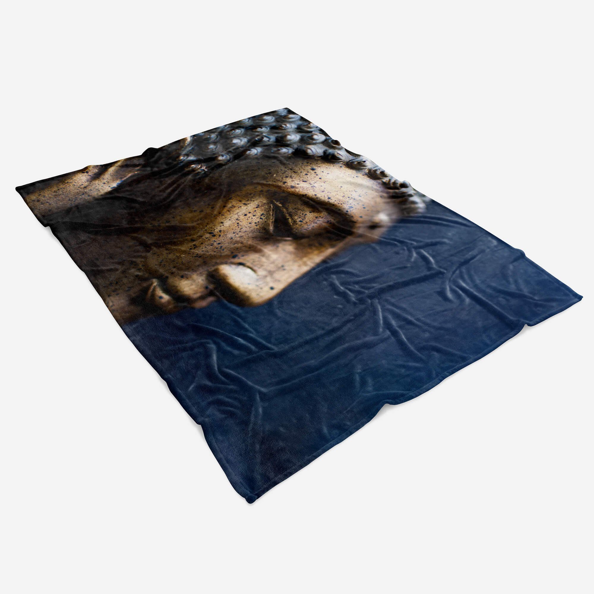 Handtücher Kuscheldecke Handtuch mit Fotomotiv Sinus Baumwolle-Polyester-Mix Strandhandtuch (1-St), Handtuch Buddhismus, Saunatuch Buddha Art