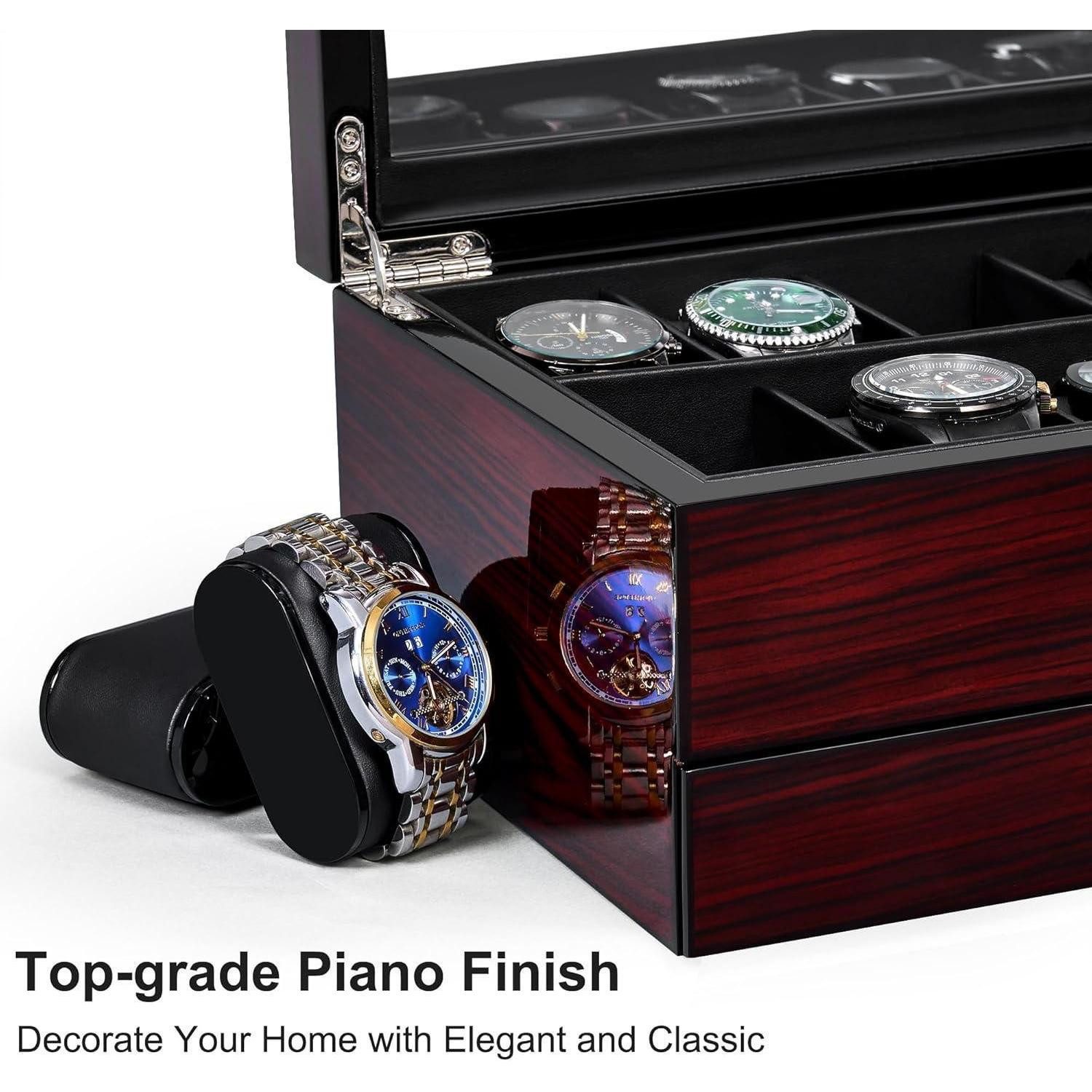 LuxusKollektion Uhrenbox Uhrenbox Herren Watch Box Uhrengehäuse 12 Slots Glasdeckel – Bild 3 von 5