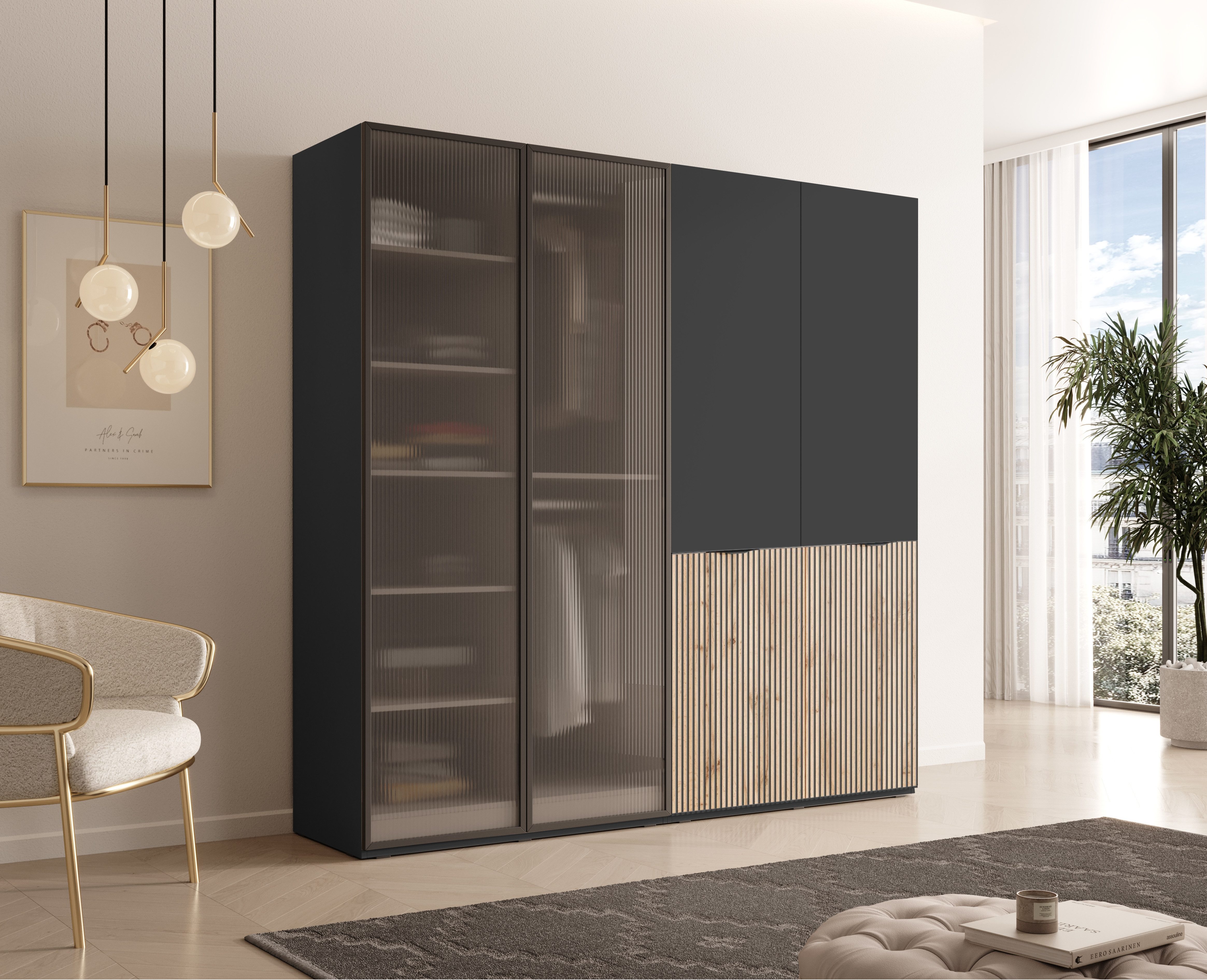 MOEBLO Drehtürenschrank MIINEWRA FLUTES 200 (Elegantes günstig online kaufen