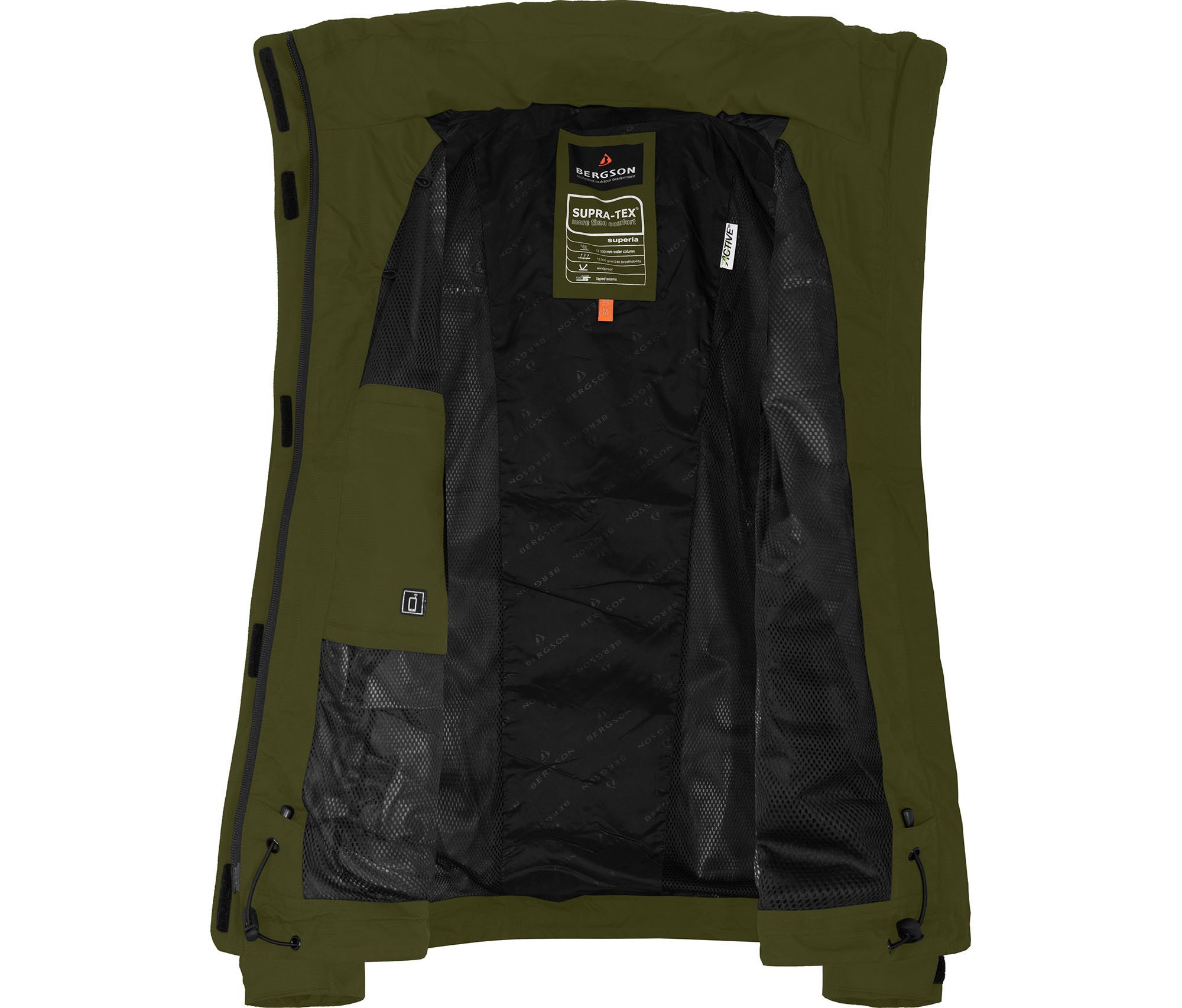 Bergson Regenjacke ROCKRIDER Damen Regenjacke, Netzfutter, 12000 mm Wassersäule, Kurzgrößen, dunke