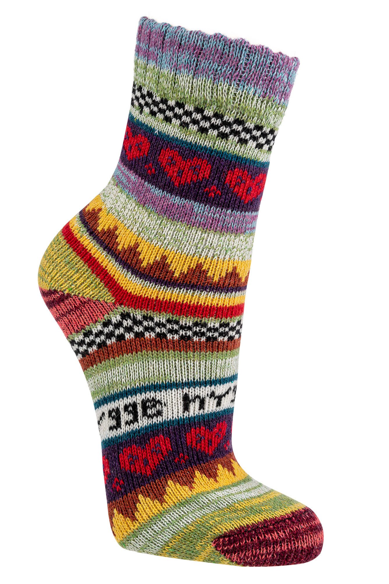 FussFreunde Norwegersocken 3 Paar bunte Norweger Socken Hygge Baumwolle mit Anti-Loch-Garantie