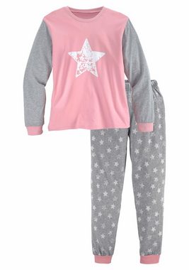 Vivance Pyjama (2 tlg., 1 Stück) in langer Form mit Sternen Print