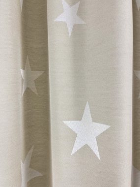 Vorhang Deckoschal mit Sternen 250 cm hoch * BEIGE * Kräuselband, novumfix, blickdicht, Blickdicht