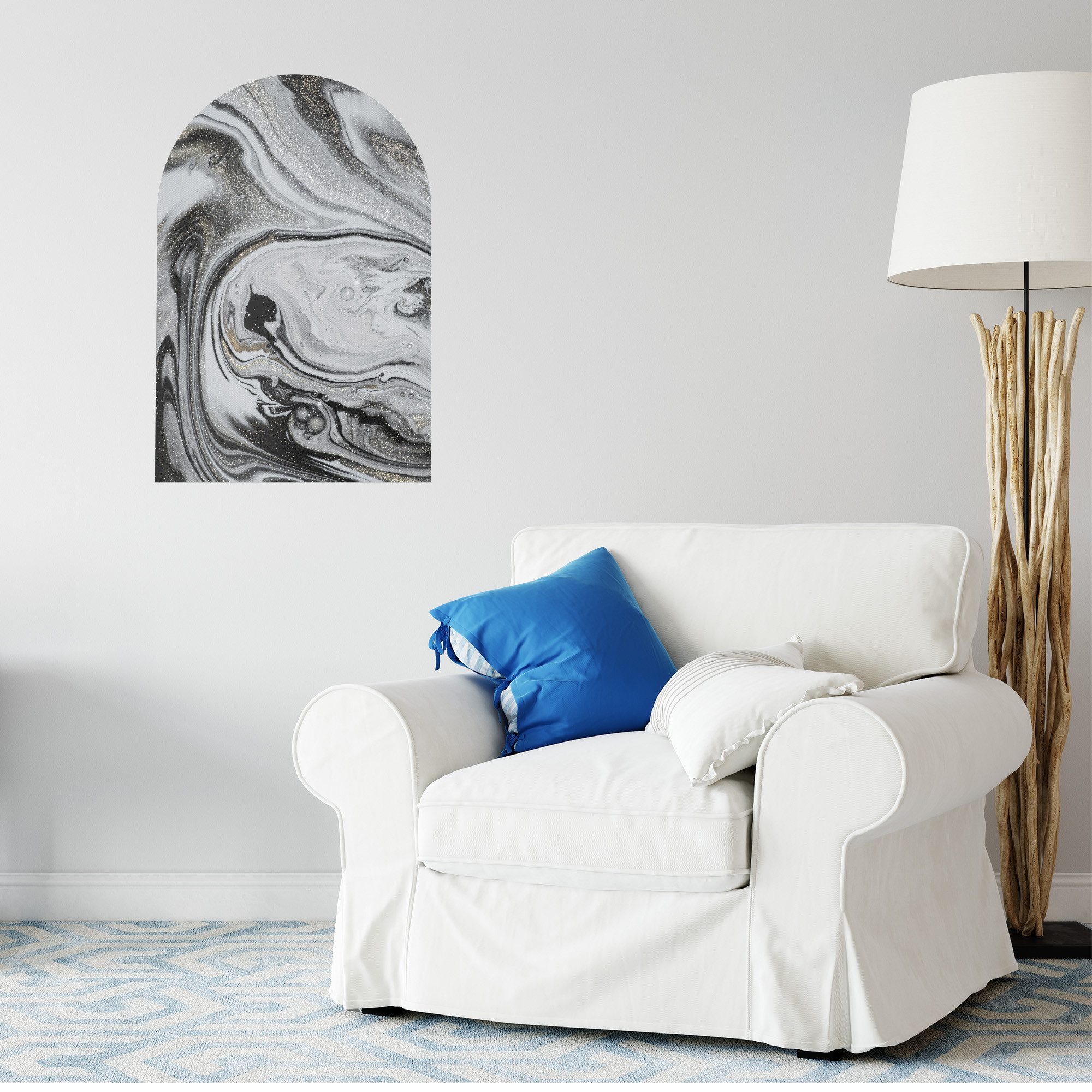 DEQORI Fototapete 'Aufwendiger Marmordekor', Rundbogen, matte Leinwandstruktur, bedruckt, (1 St), selbstklebend Wandtattoo Motiv Wandtapete Wand Sticker Bild Tapete