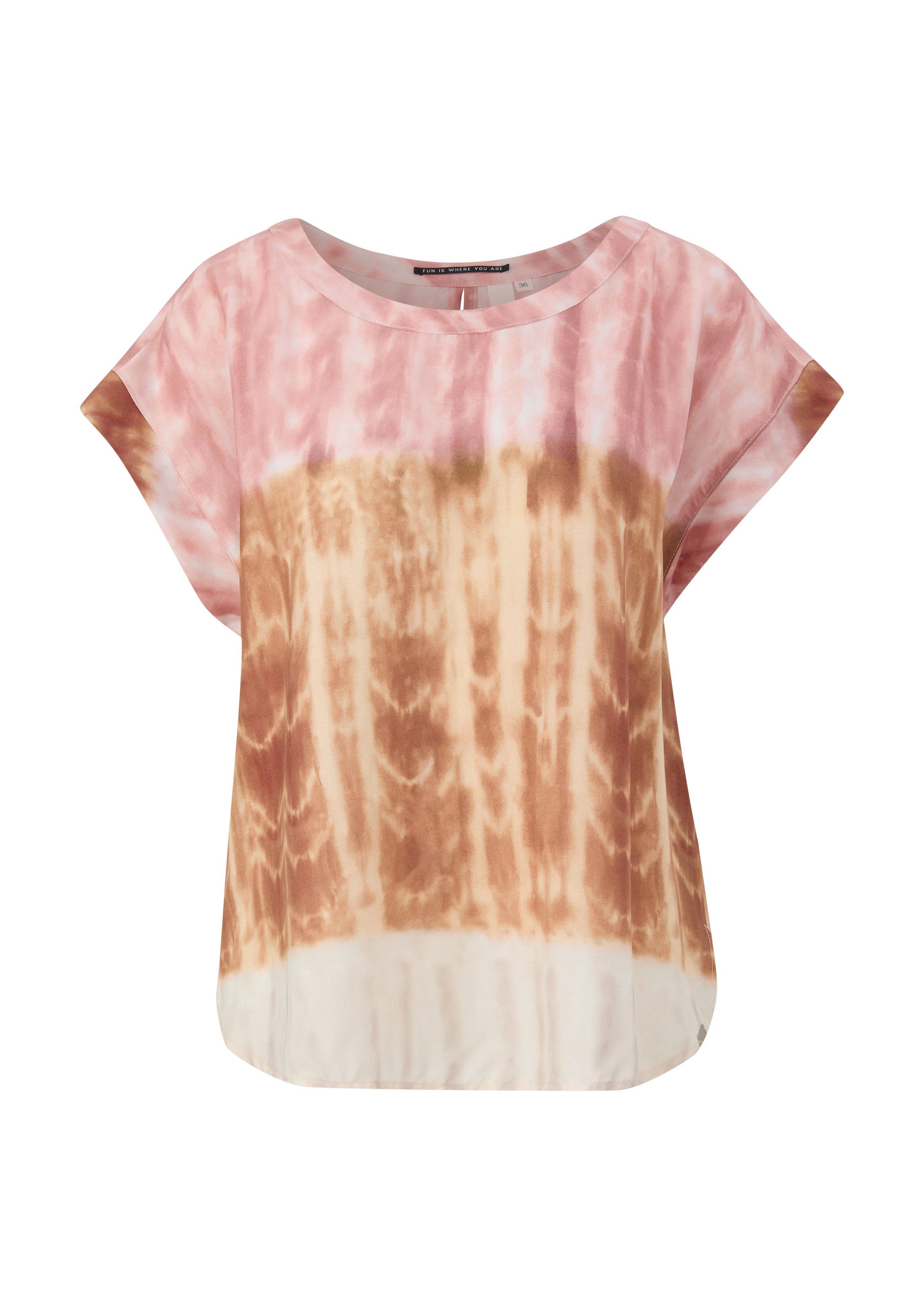 QS Kurzarmbluse Bluse Viskosebluse mit Allover-Print