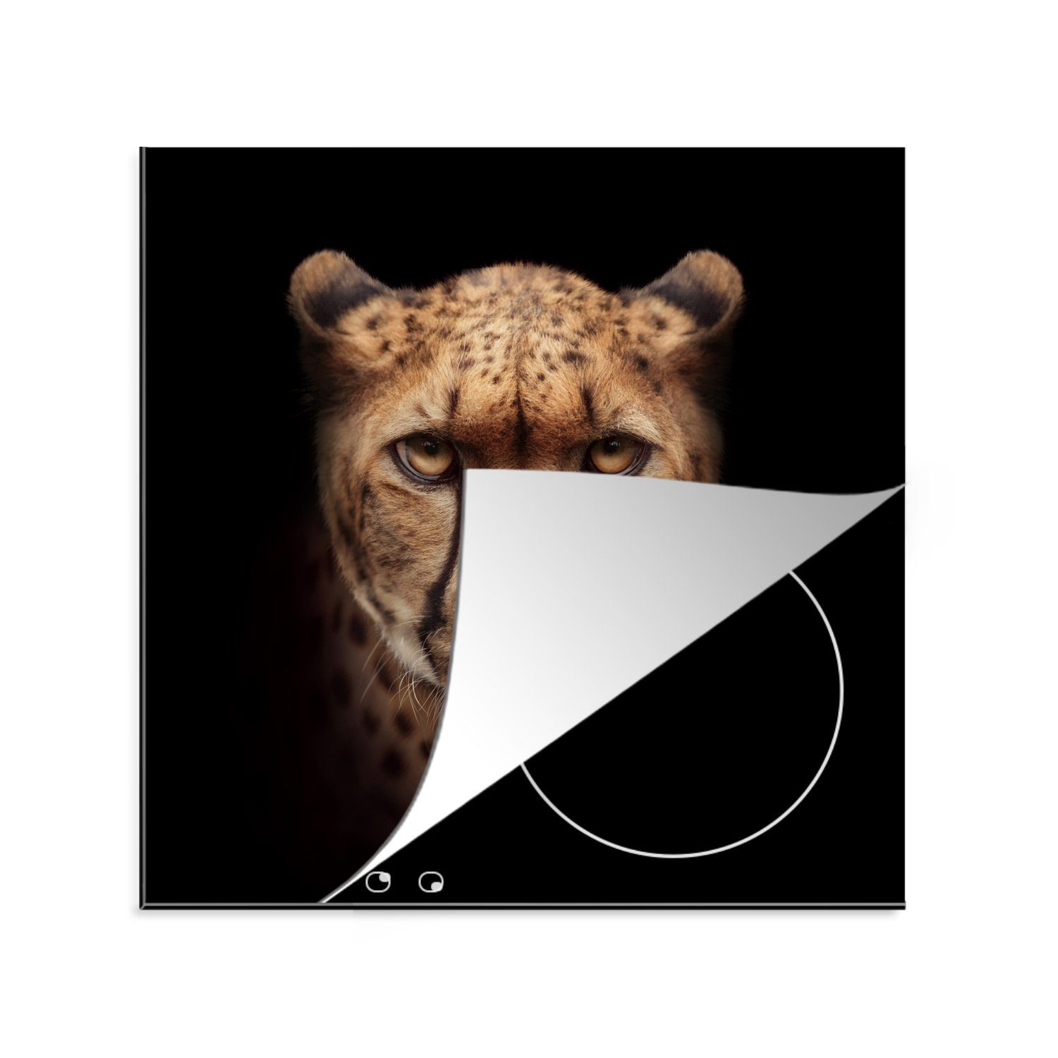 MuchoWow Herdblende-/Abdeckplatte Gepard - Ceranfeldabdeckung, Schwarz, Arbeitsplatte tlg), - cm, küche 78x78 Vinyl, für (1 Tiere